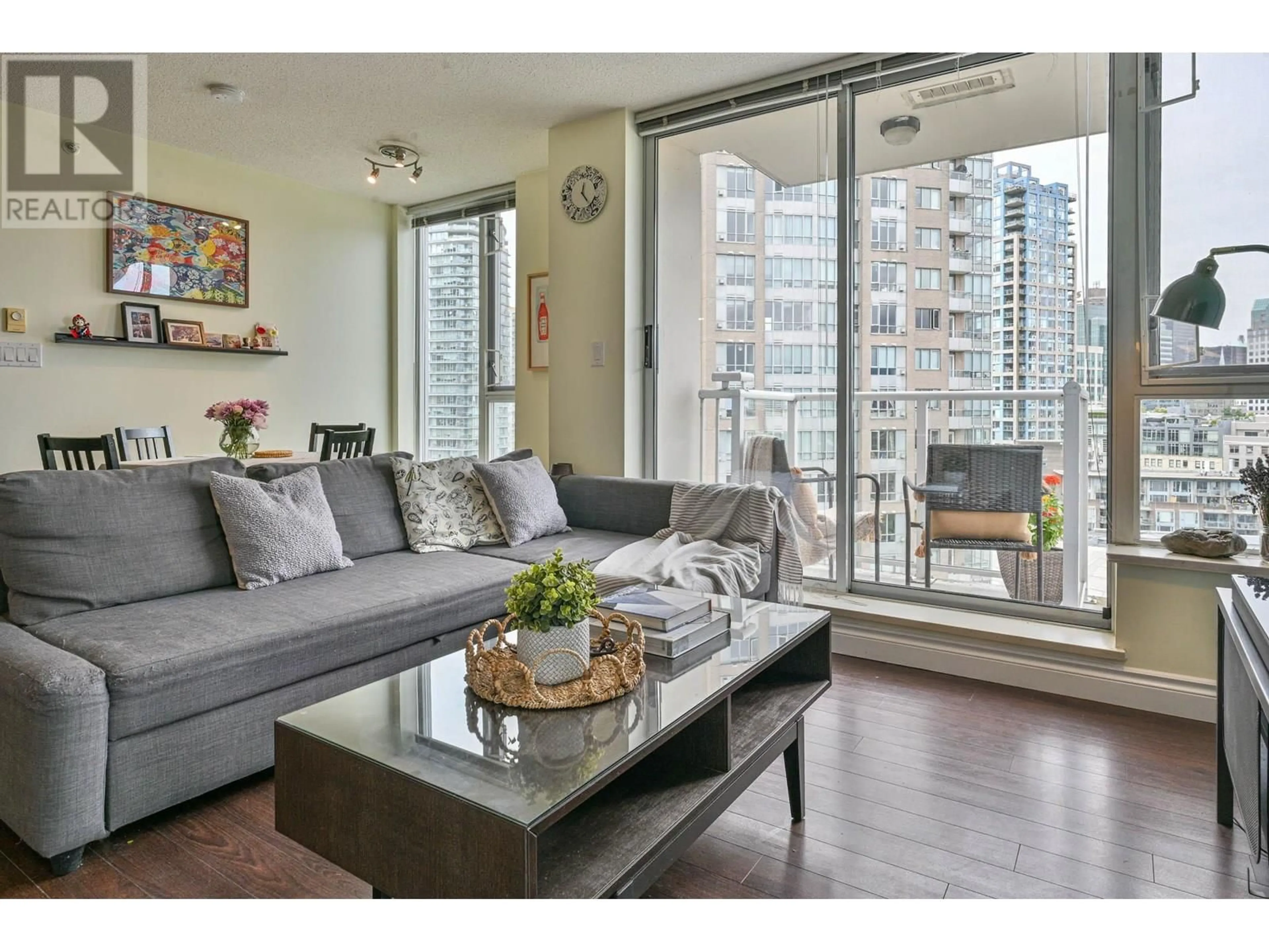 Living room with furniture, wood/laminate floor for 1804 - 550 TAYLOR STREET, Vancouver British Columbia V6B1R1