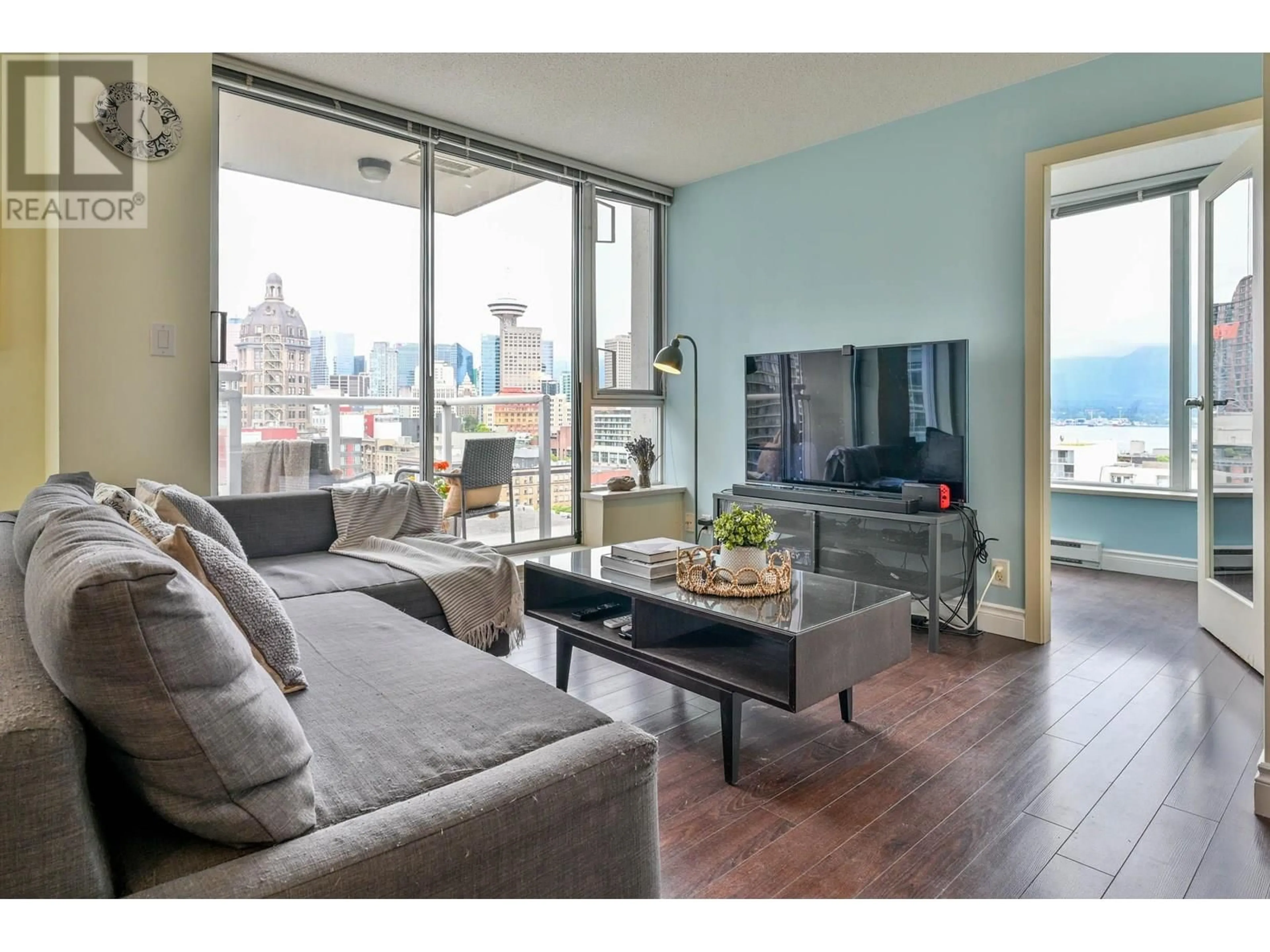 Living room with furniture, wood/laminate floor for 1804 - 550 TAYLOR STREET, Vancouver British Columbia V6B1R1