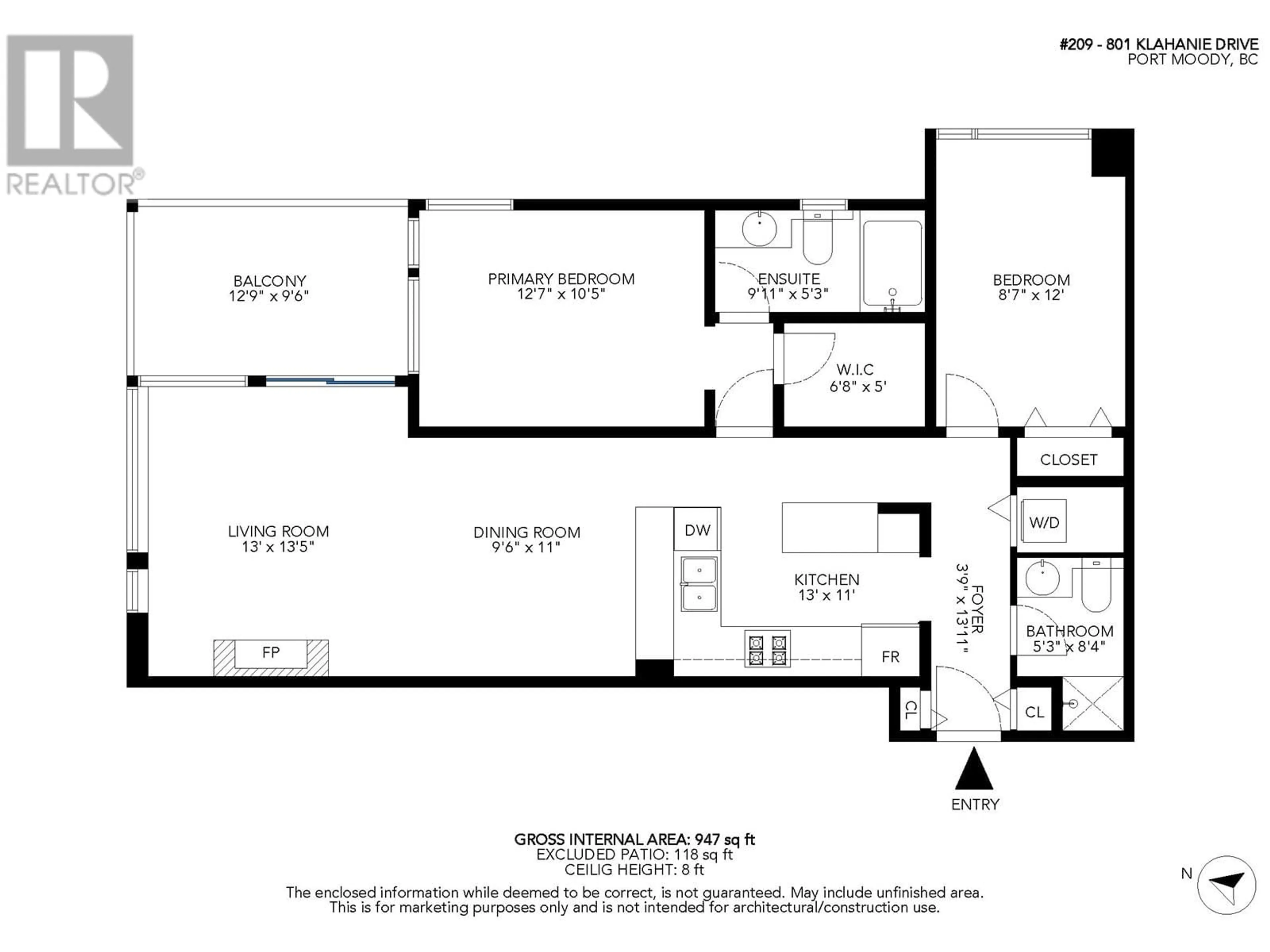 Floor plan for 209 - 801 KLAHANIE DRIVE, Port Moody British Columbia V3H5K4
