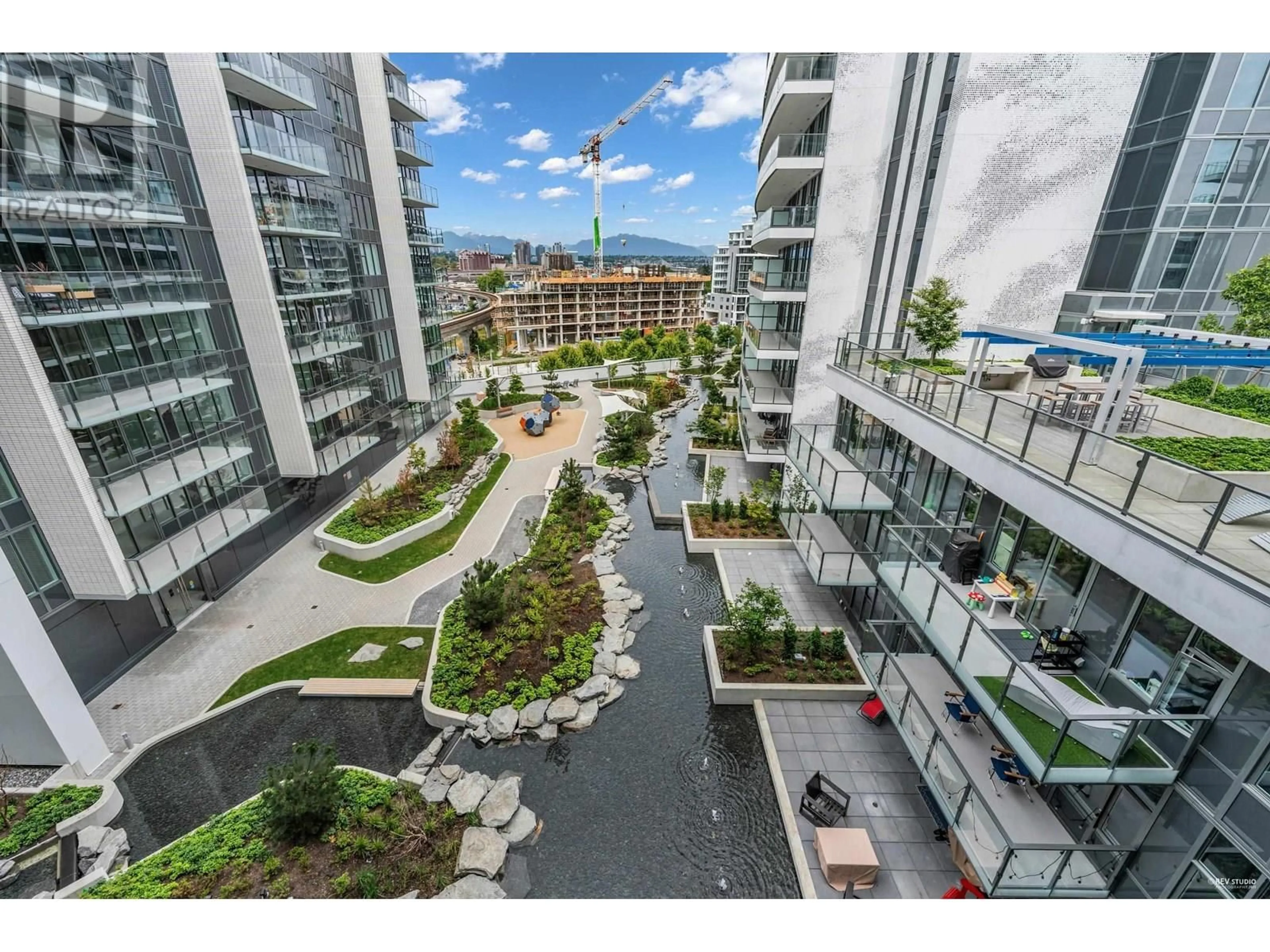 A pic from outside/outdoor area/front of a property/back of a property/a pic from drone, city buildings view from balcony for 815 - 8611 HAZELBRIDGE WAY, Richmond British Columbia V6X0W8