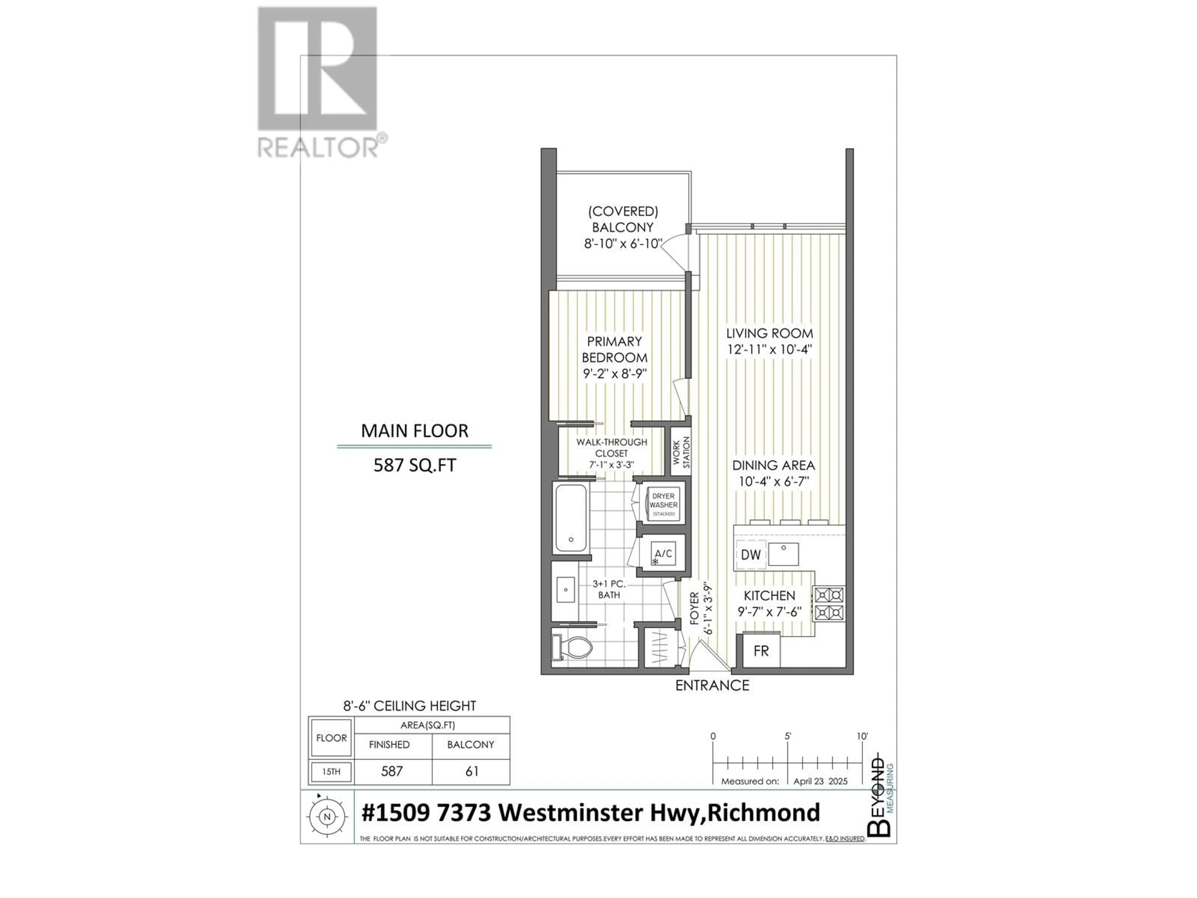 Floor plan for 1509 - 7373 WESTMINSTER HIGHWAY, Richmond British Columbia V6X0B5