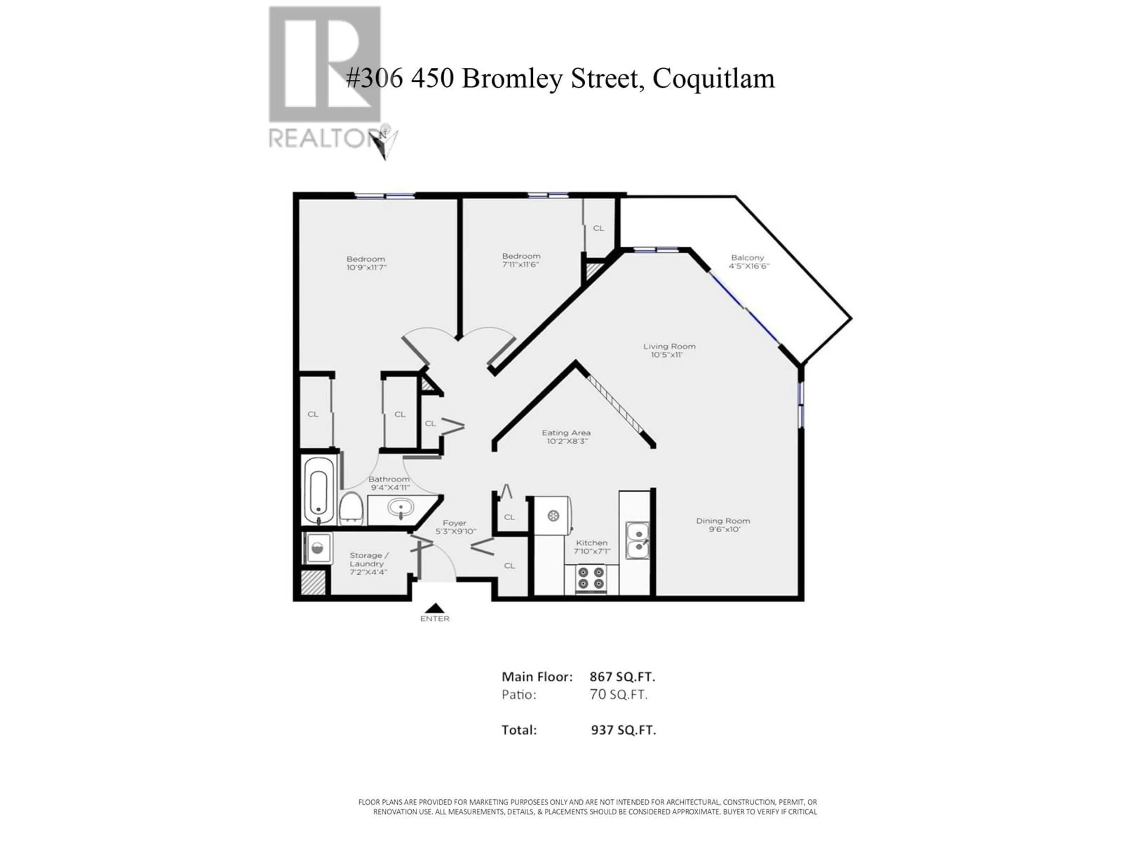 Floor plan for 306 - 450 BROMLEY STREET, Coquitlam British Columbia V3K6S5