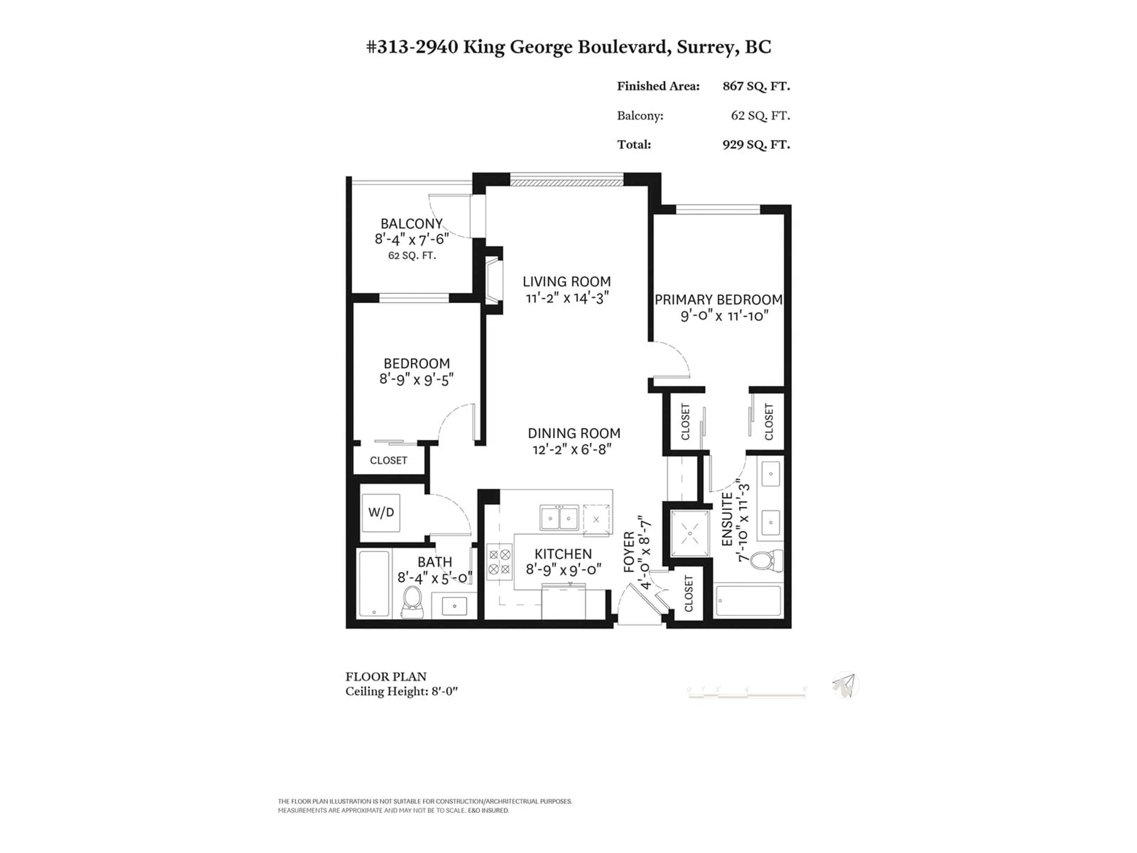 Floor plan for 313 - 2940 KING GEORGE, Surrey British Columbia V4P0E4