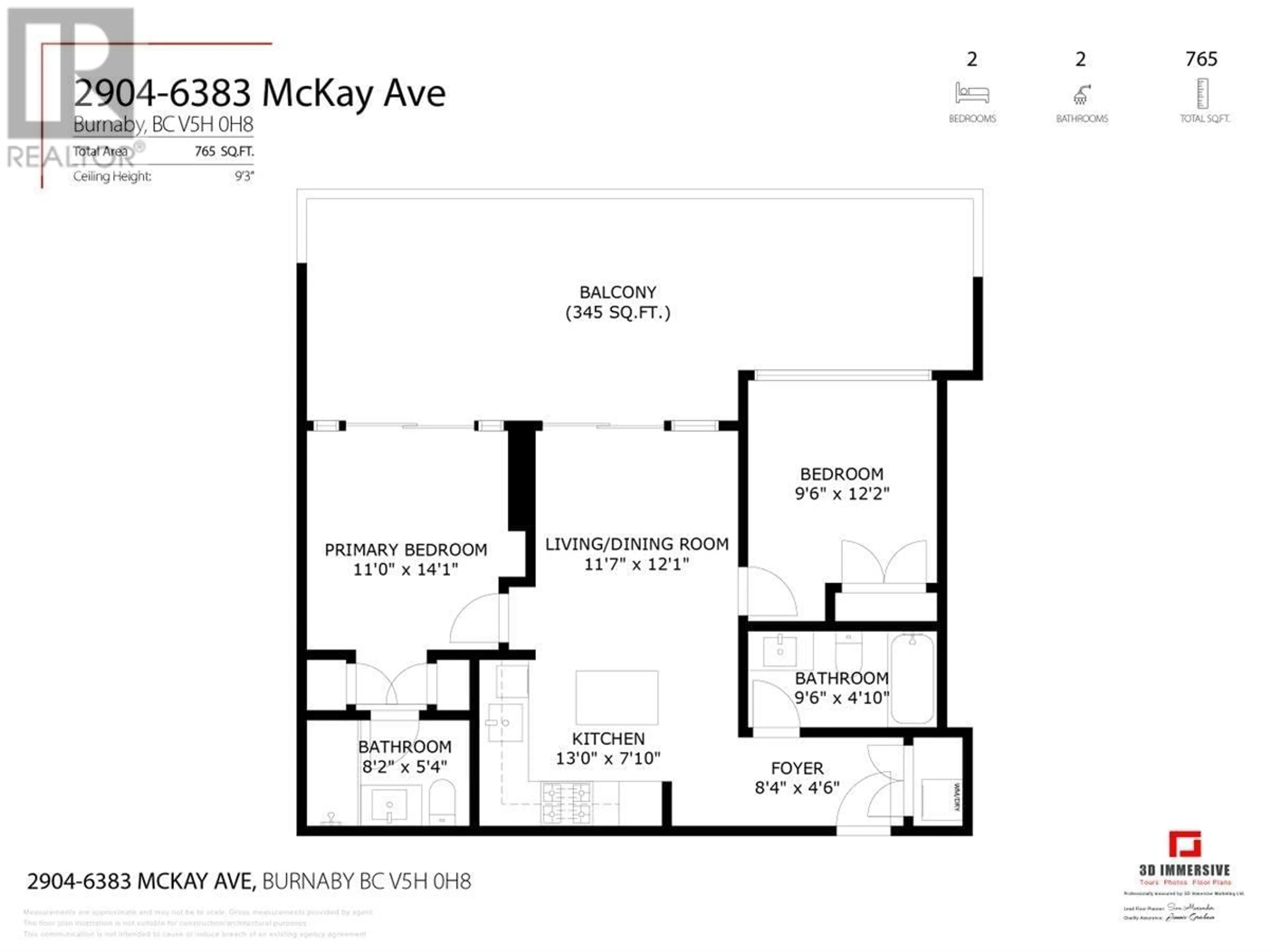 Floor plan for 2904 - 6383 MCKAY AVENUE, Burnaby British Columbia V5H0H8