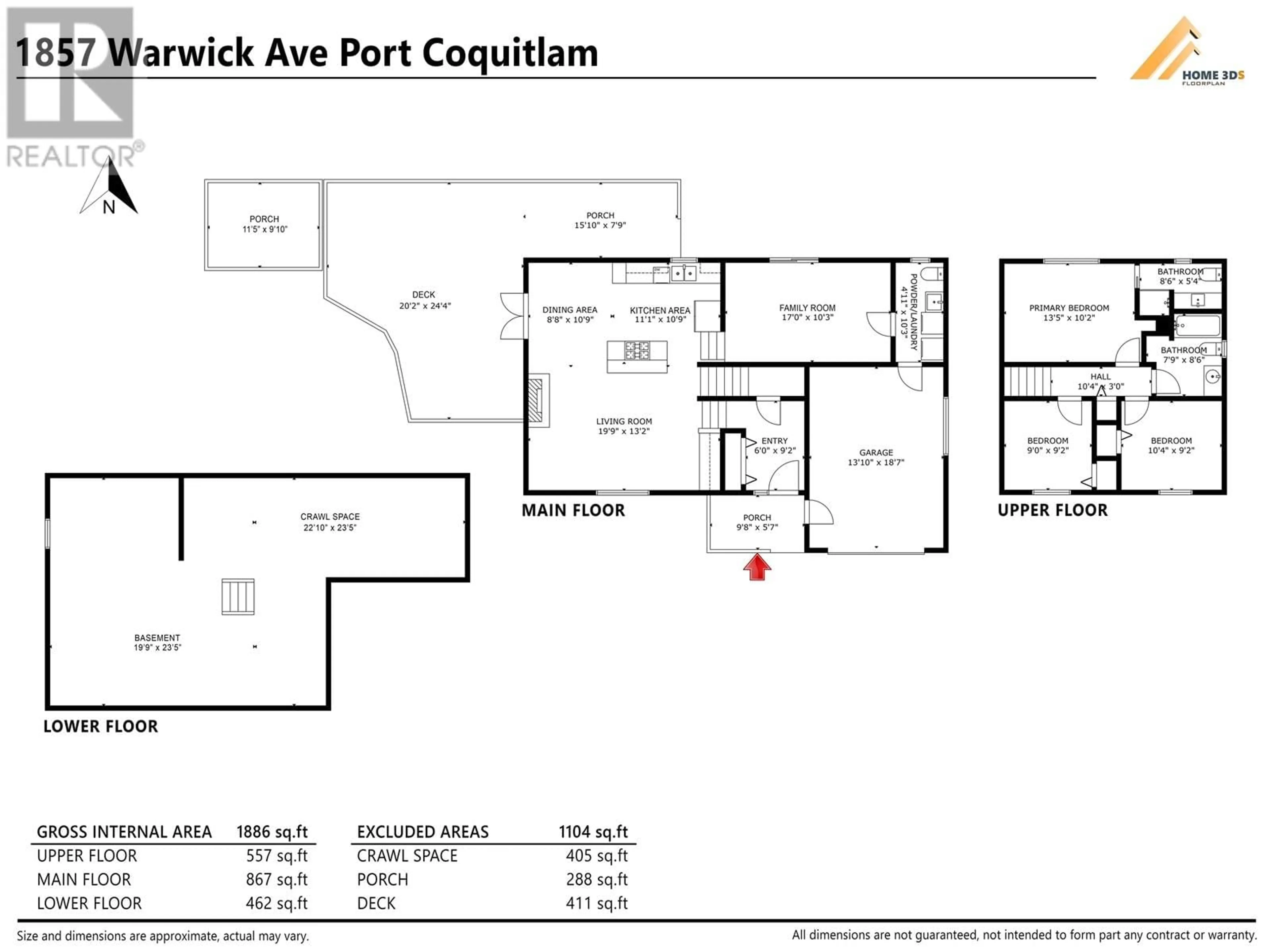 Floor plan for 1857 WARWICK AVENUE, Port Coquitlam British Columbia V3C4P6