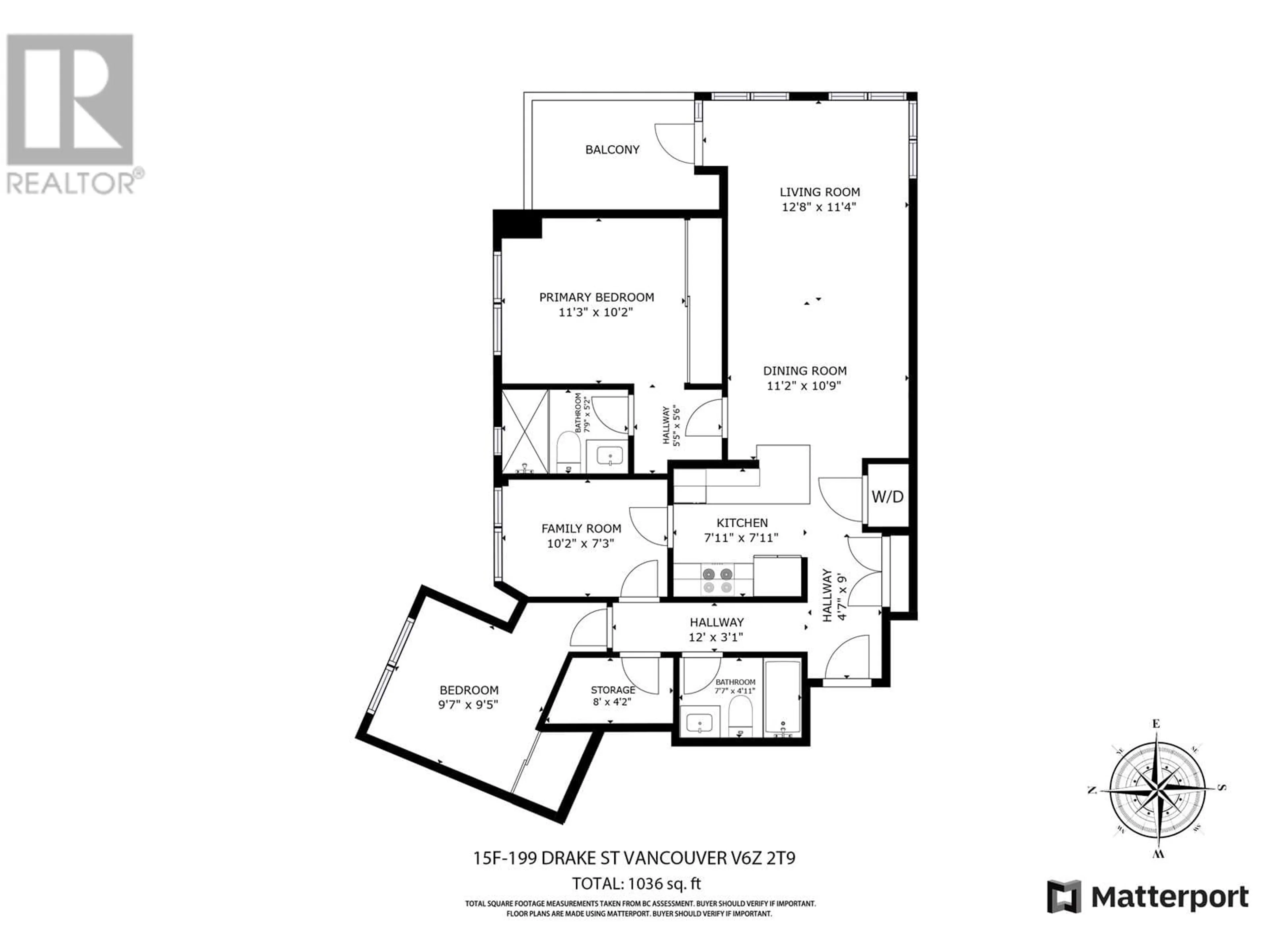 Floor plan for 15F - 199 DRAKE STREET, Vancouver British Columbia V6Z2Y8