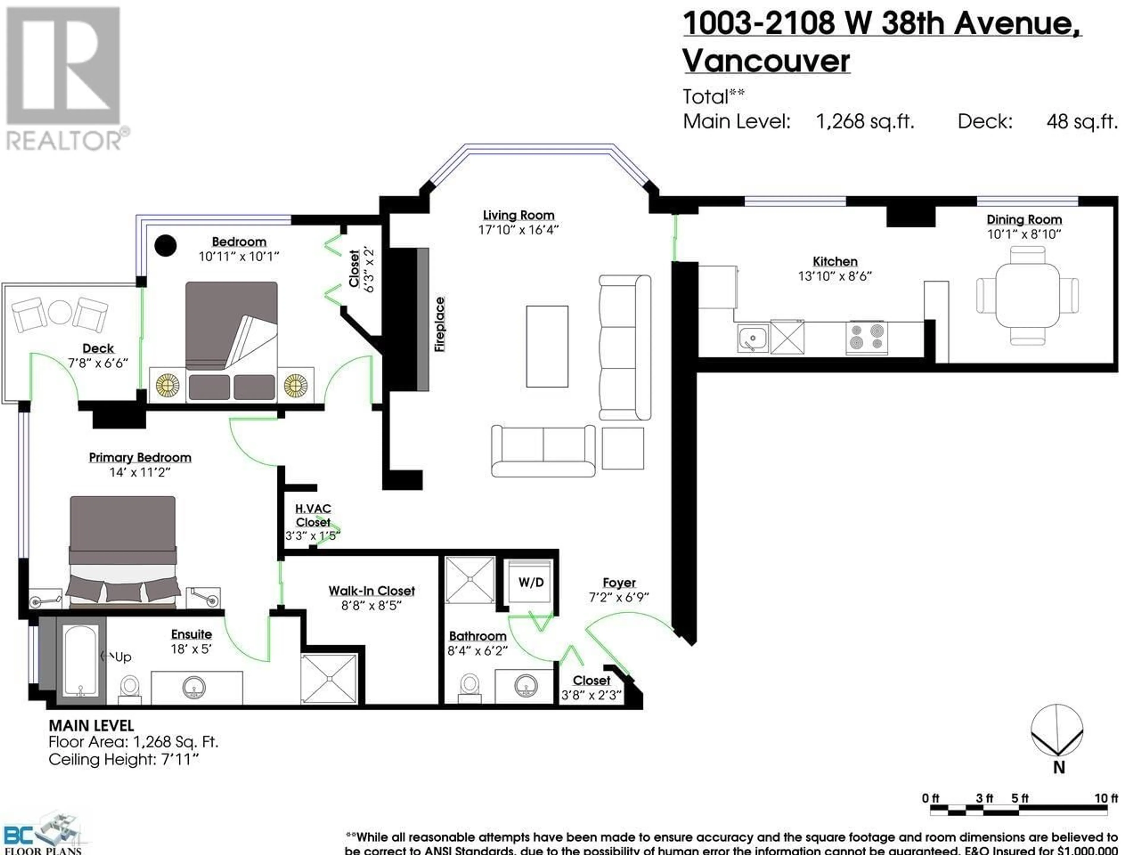 Floor plan for 1003 - 2108 38TH AVENUE, Vancouver British Columbia V6M1R9