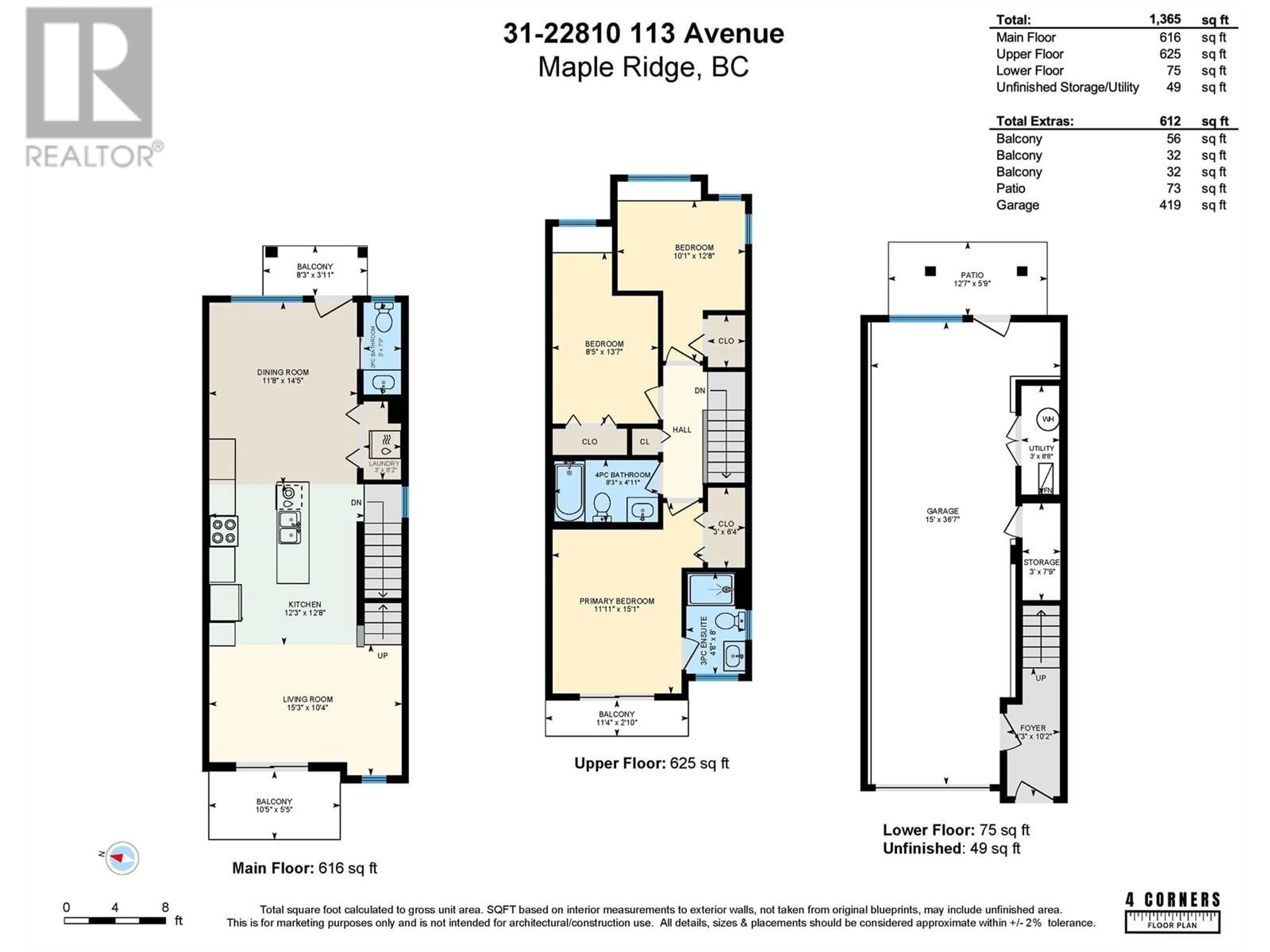 Floor plan for 31 - 22810 113 AVENUE, Maple Ridge British Columbia V2X3N2