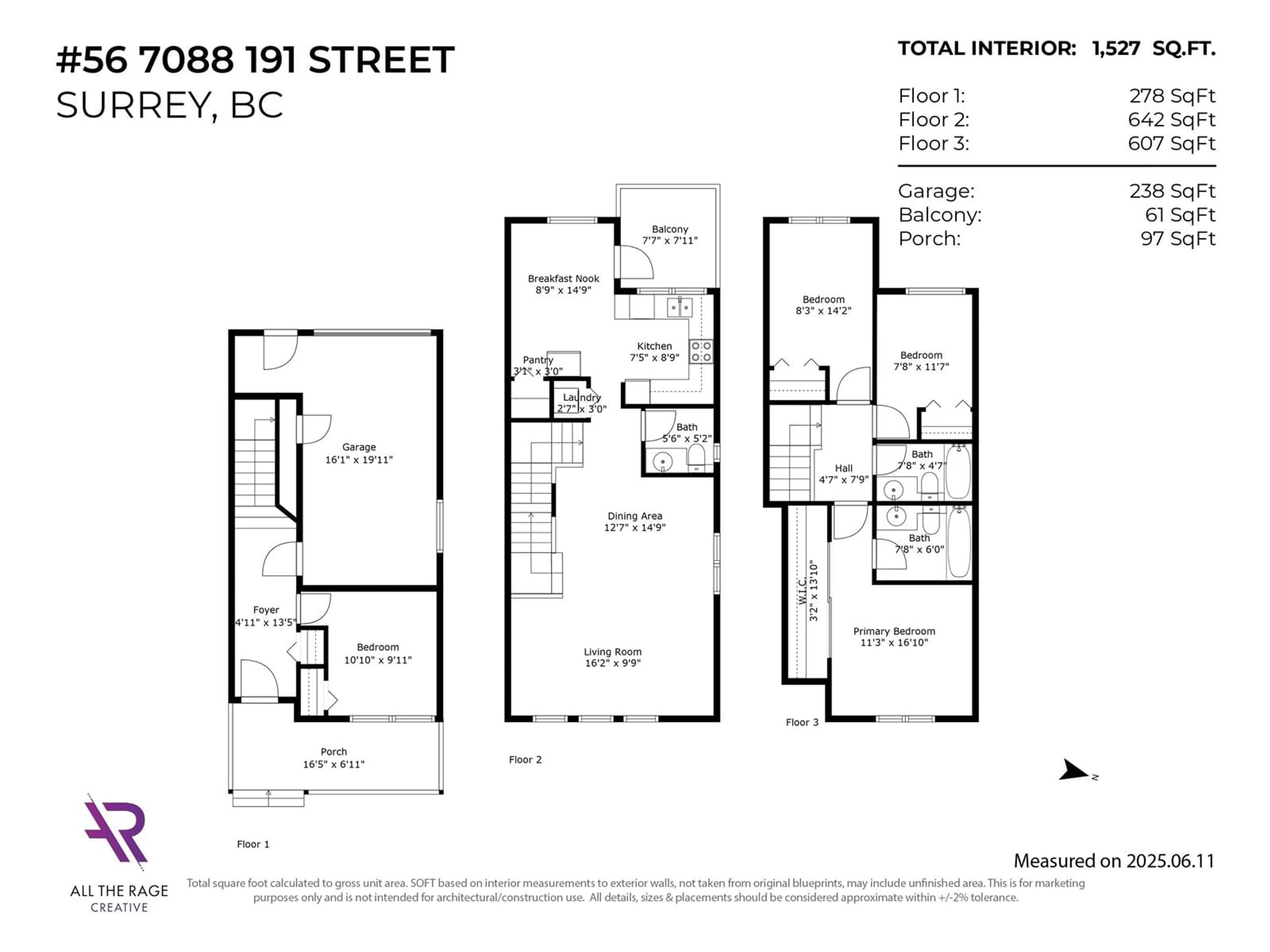 Floor plan for 56 - 7088 191, Surrey British Columbia V4N0B4