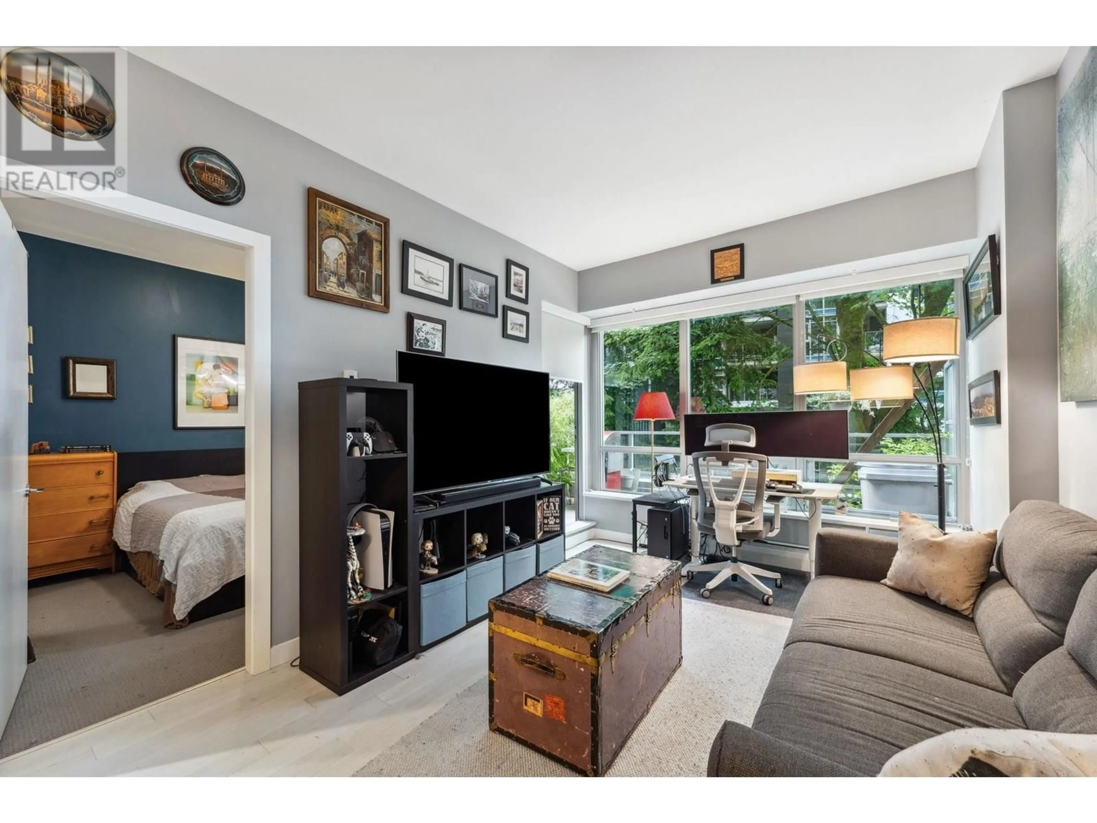 Living room with furniture, unknown for 002 - 9060 UNIVERSITY CRESCENT, Burnaby British Columbia V5A0E1