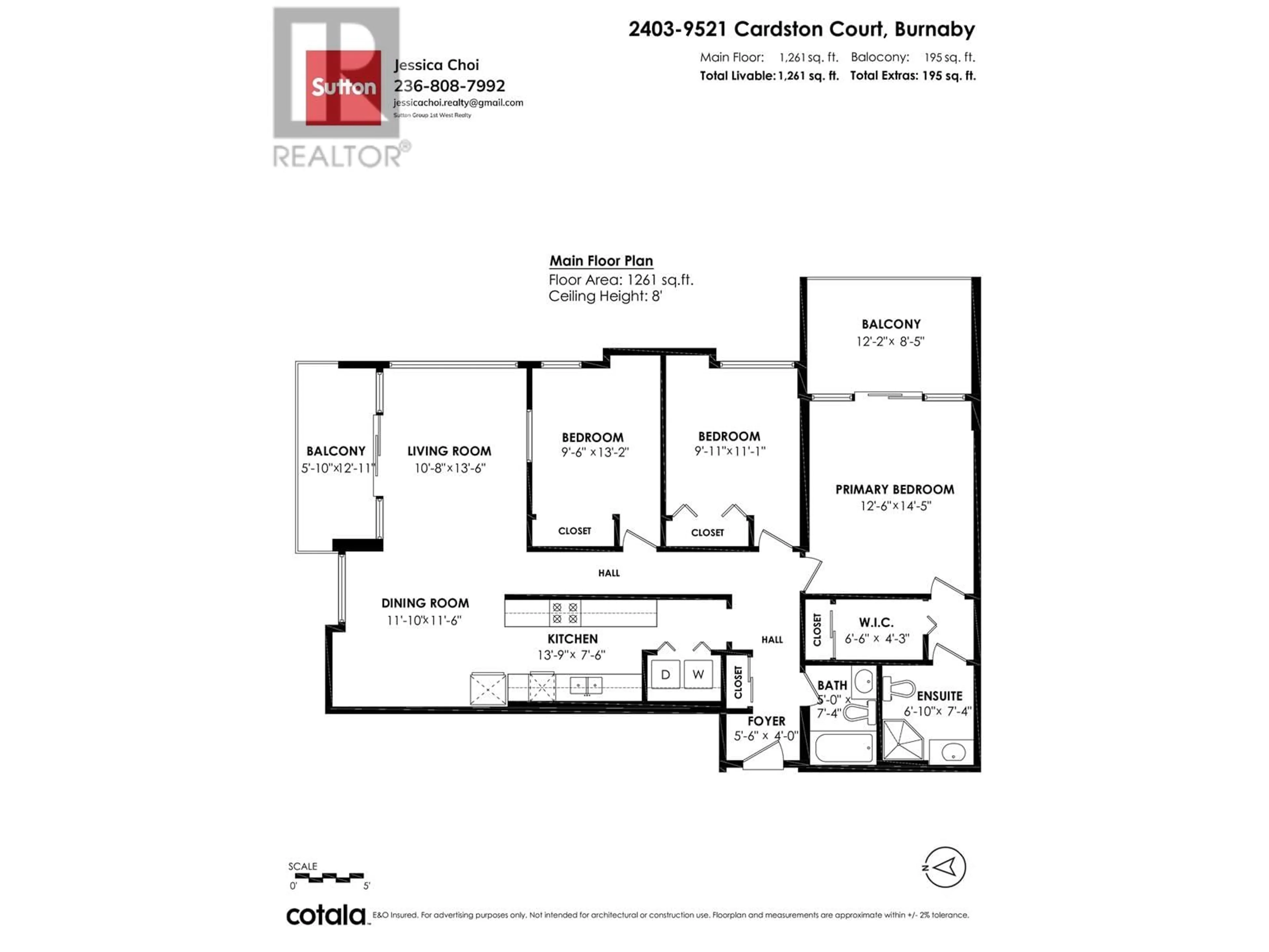 Floor plan for 2403 - 9521 CARDSTON, Burnaby British Columbia V3N4R8