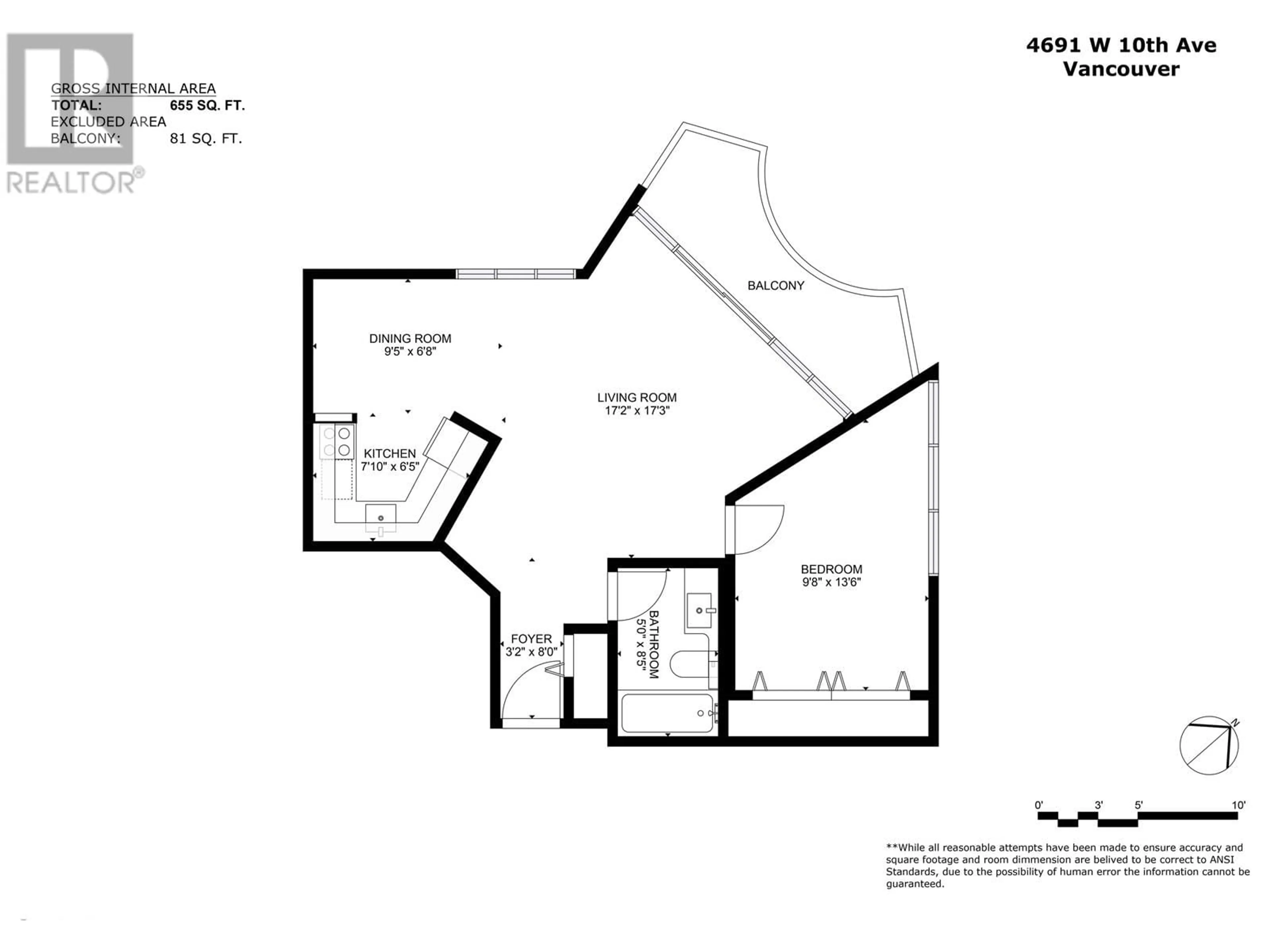Floor plan for 901 - 4691 10TH AVENUE, Vancouver British Columbia V6R2J3