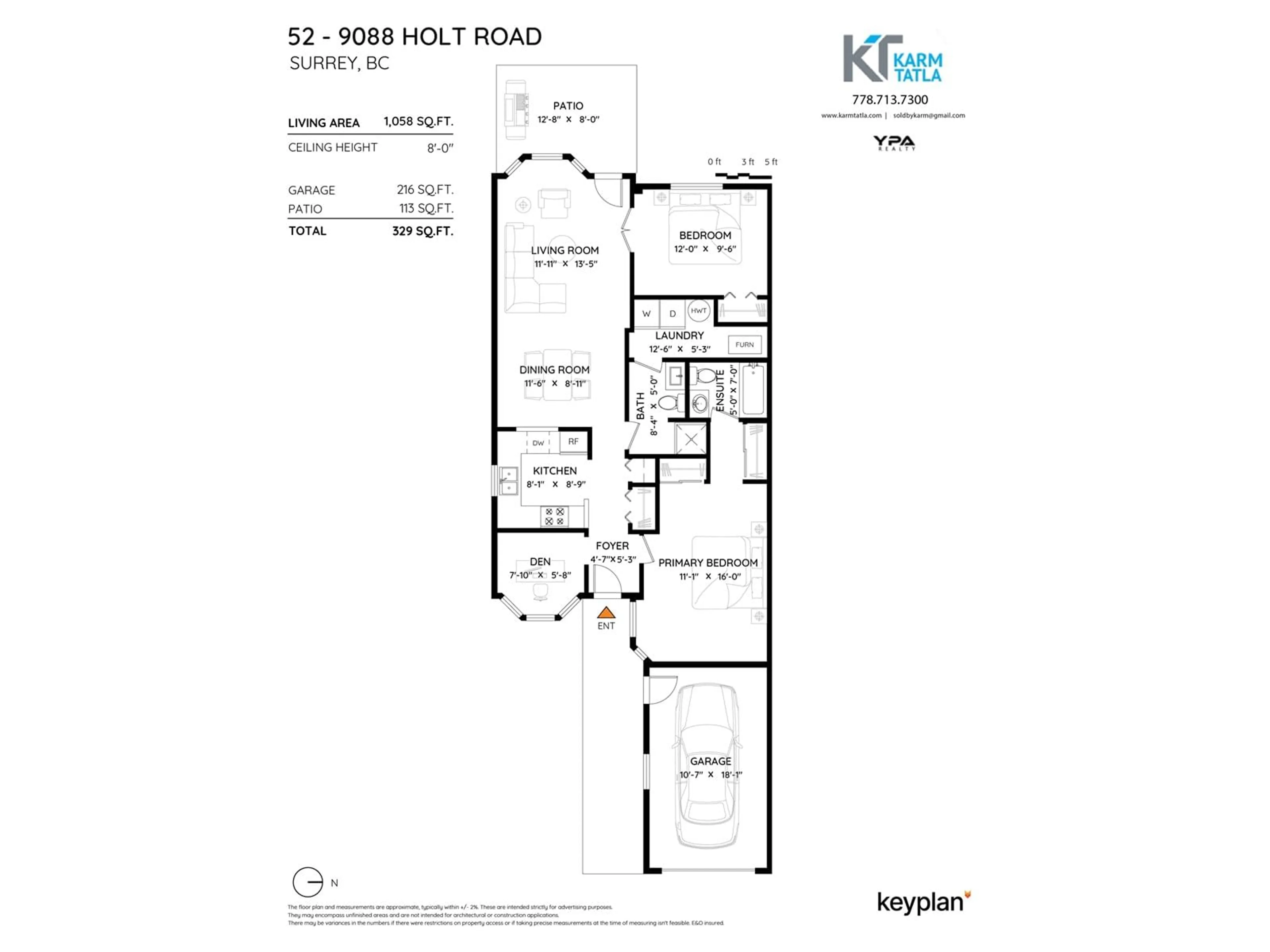 Floor plan for 52 - 9088 HOLT, Surrey British Columbia V3V4H3