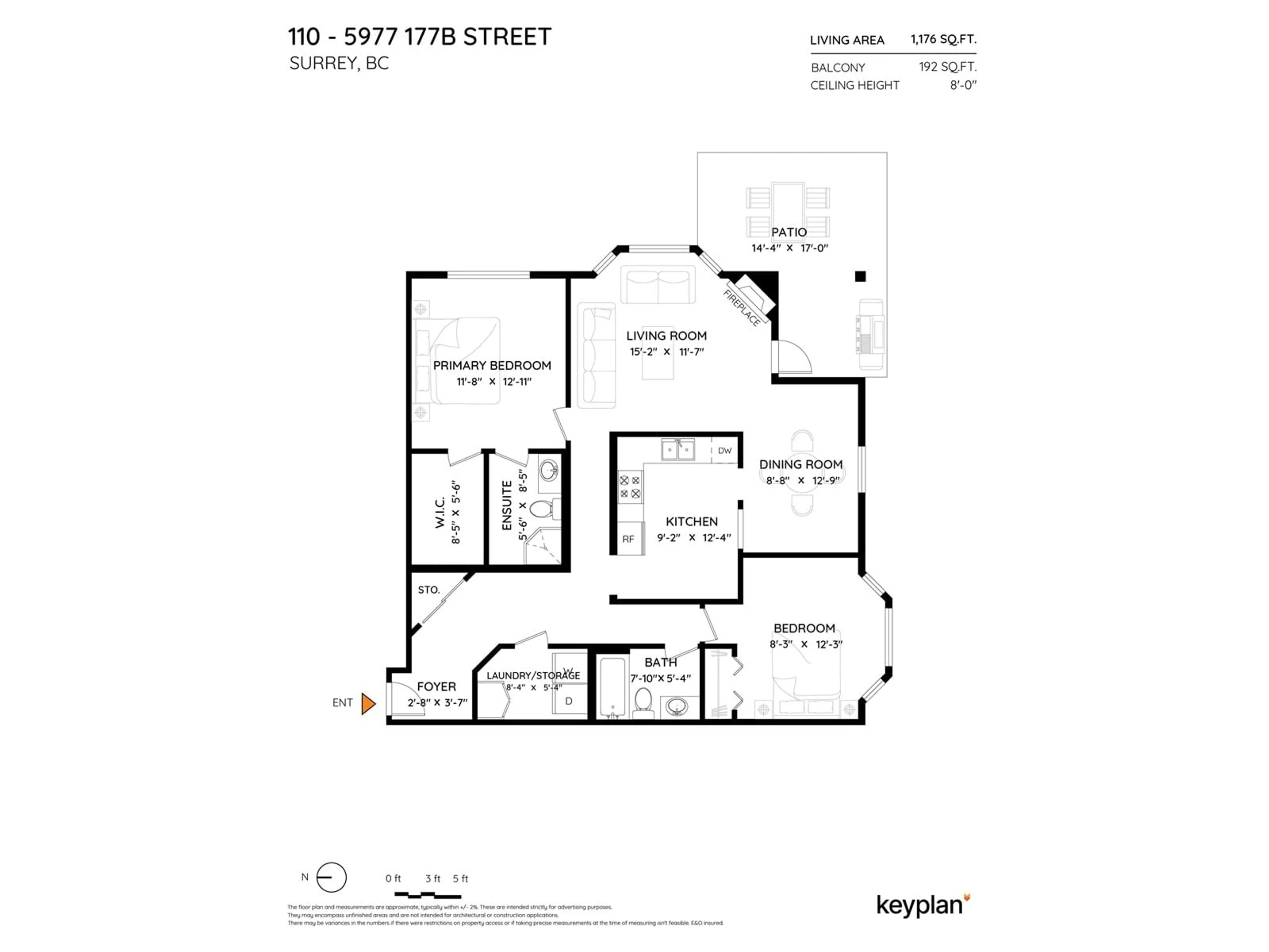 Floor plan for 110 - 5977 177B, Surrey British Columbia V3S4J7