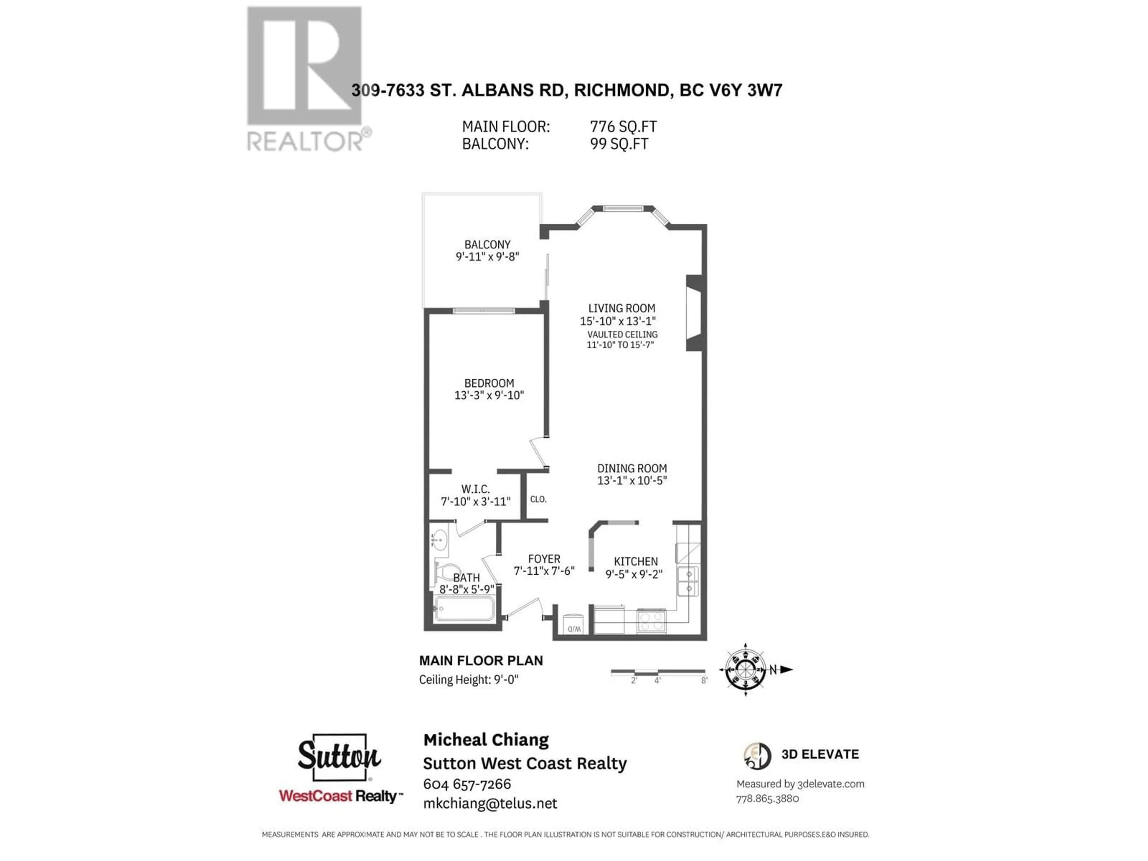 Floor plan for 309 - 7633 ST. ALBANS ROAD, Richmond British Columbia V6Y3W7
