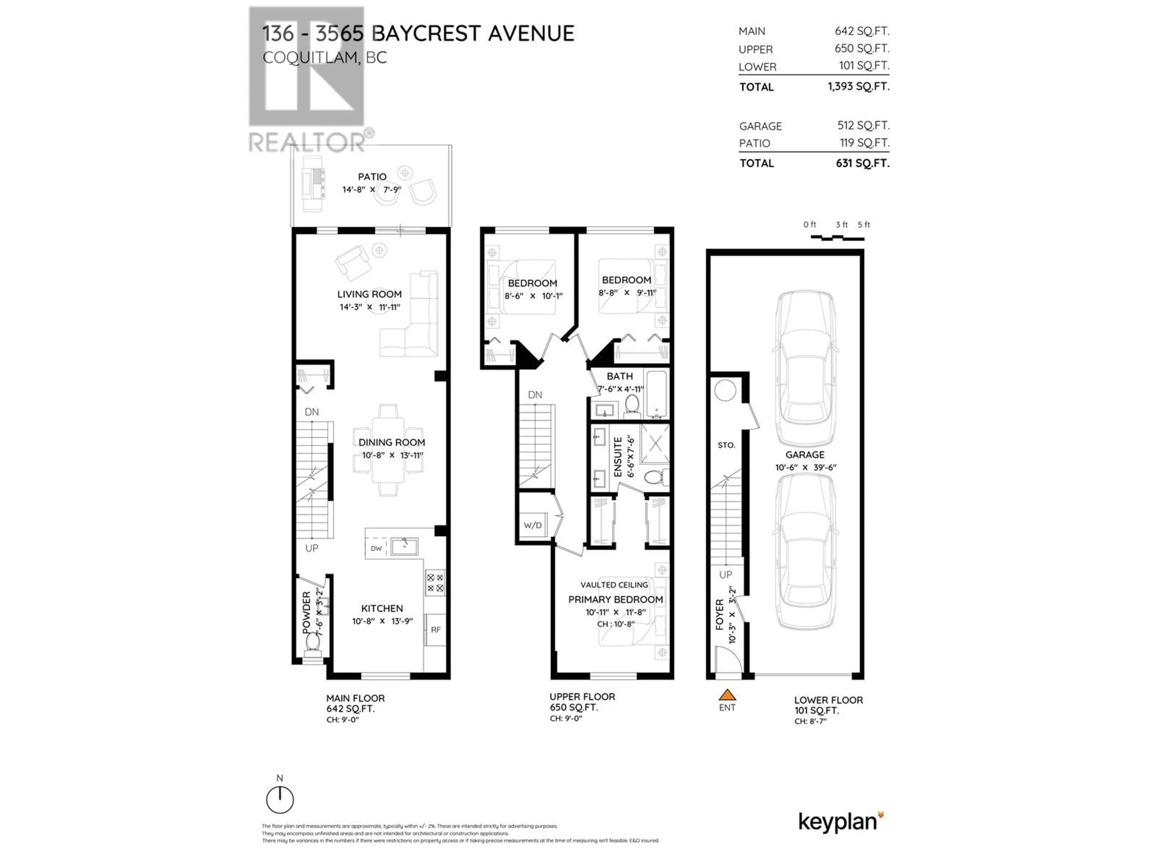 Floor plan for 136 - 3565 BAYCREST AVENUE, Coquitlam British Columbia V3B2W7