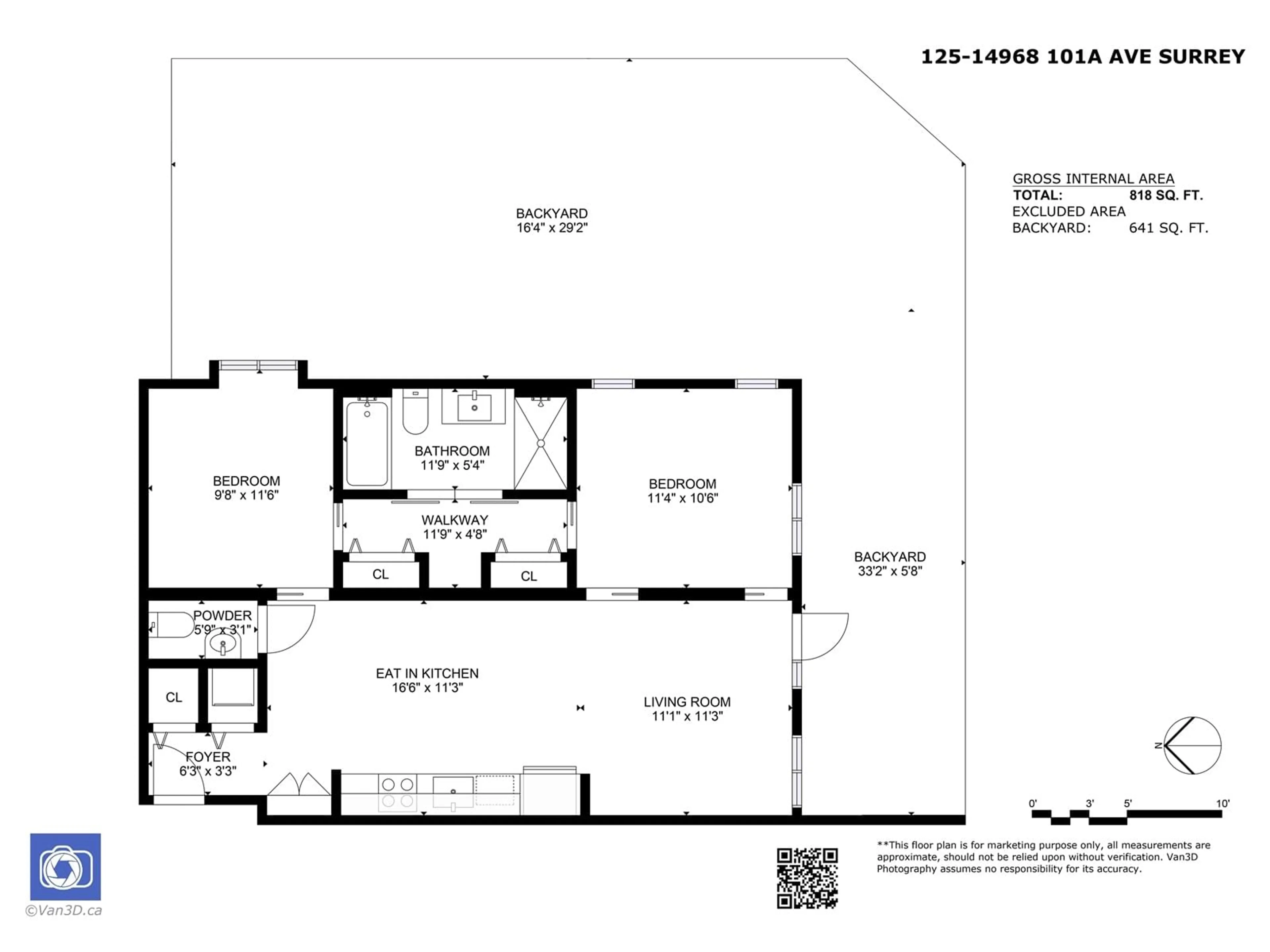 Floor plan for 125 - 14968 101A, Surrey British Columbia V3R0E8