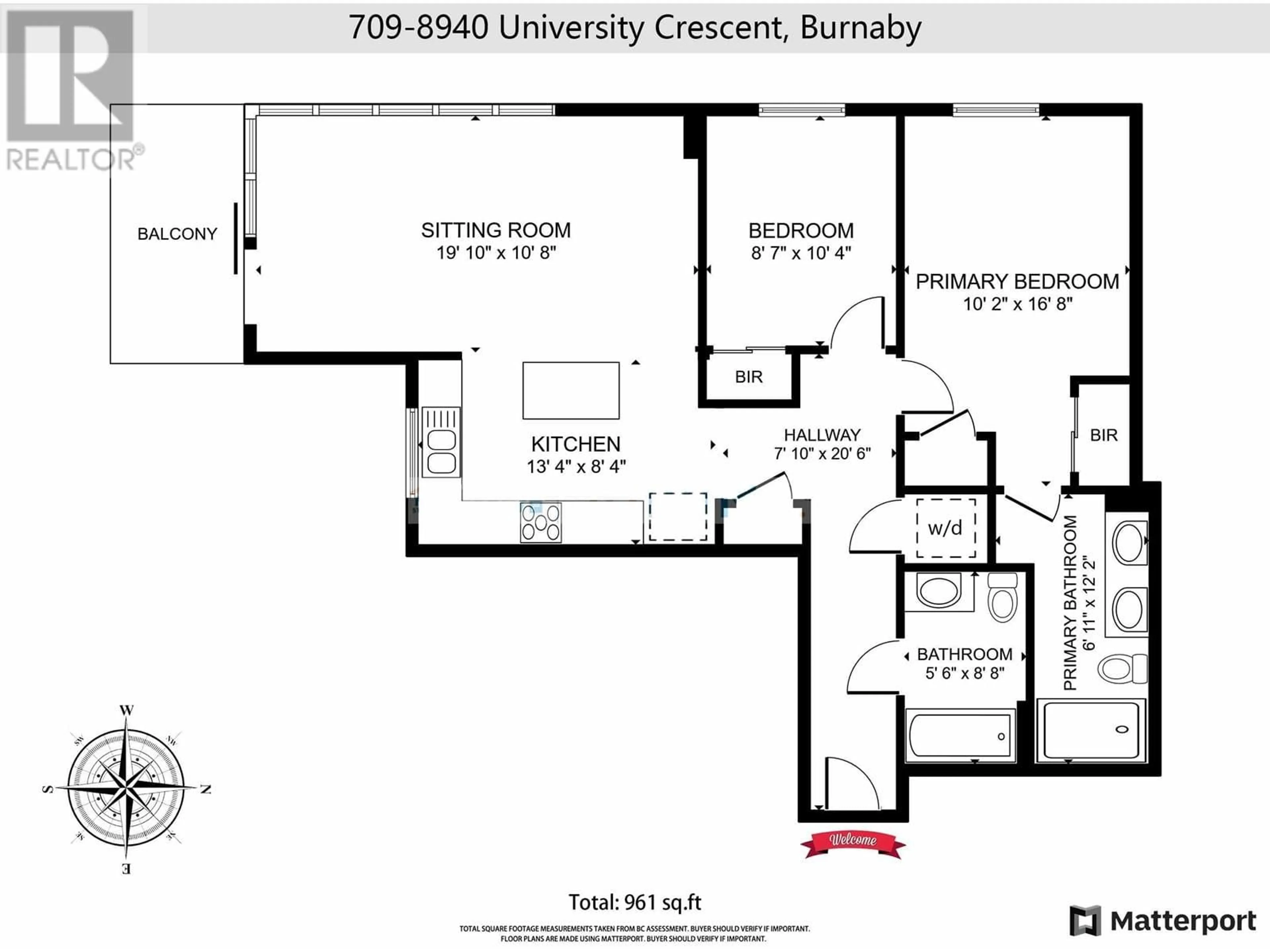Floor plan for 709 - 8940 UNIVERSITY CRESCENT, Burnaby British Columbia V5A0E7