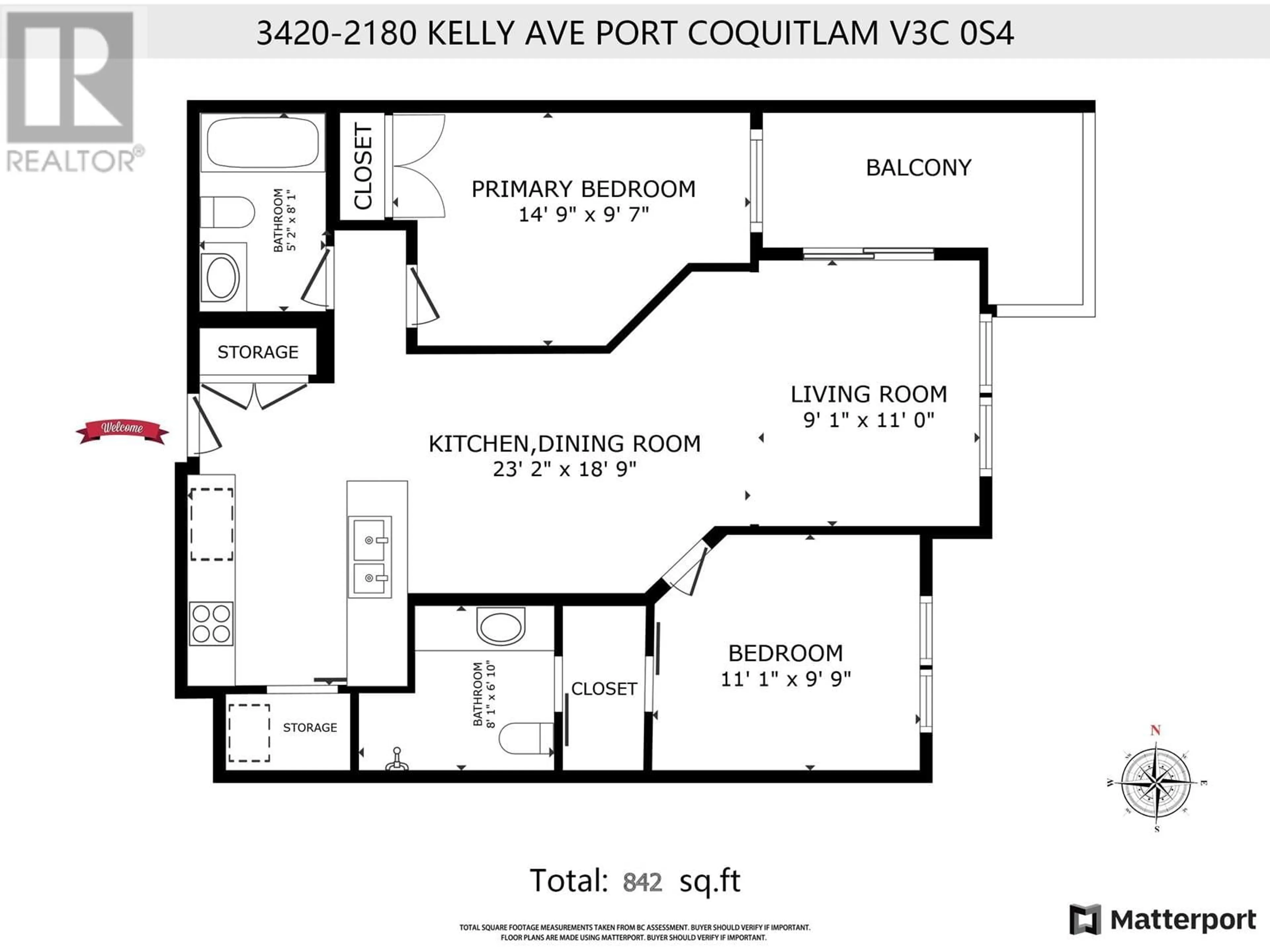 Floor plan for 3420 - 2180 KELLY AVENUE, Port Coquitlam British Columbia V3C0S4