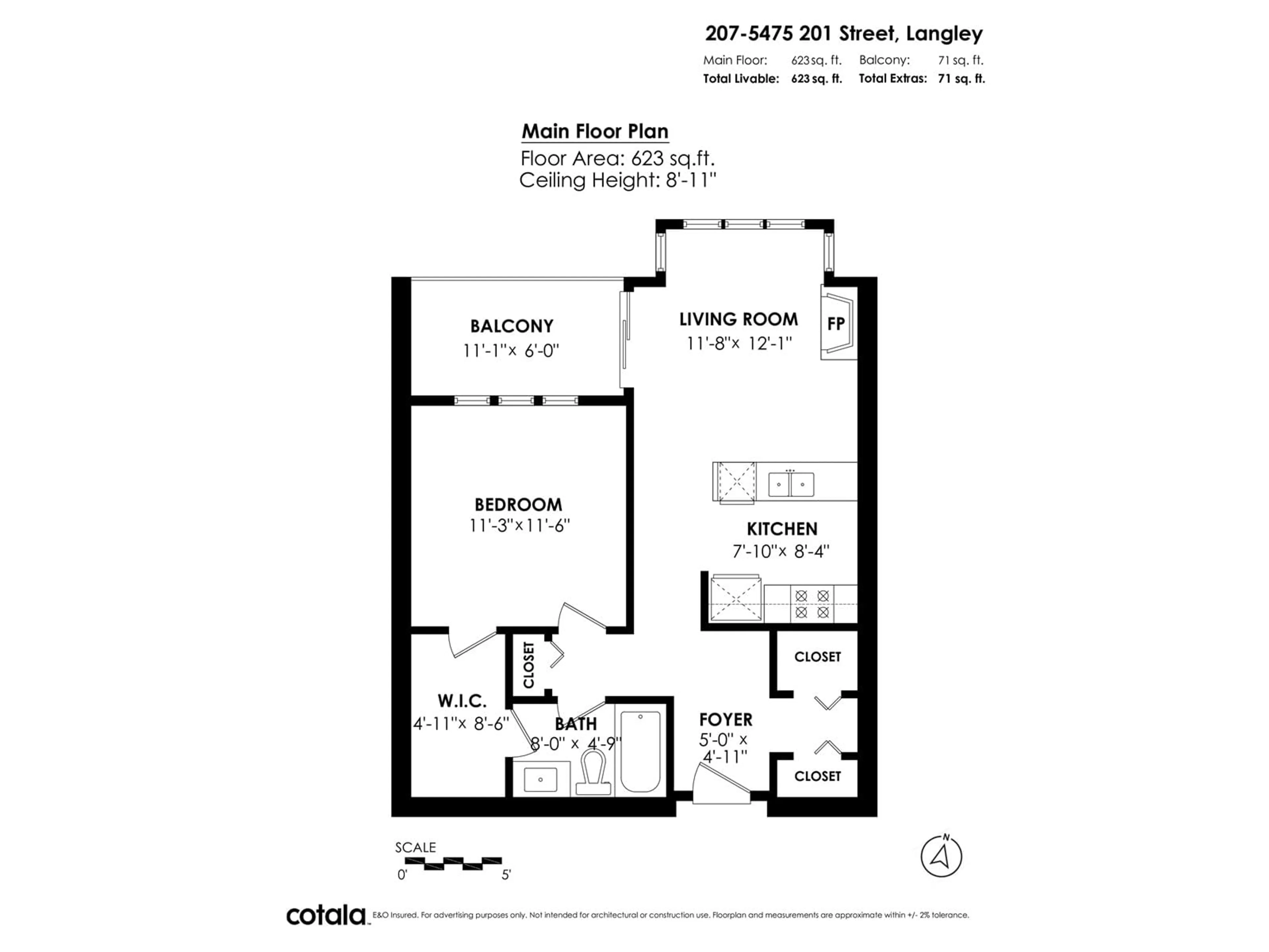 Floor plan for 207 - 5475 201, Langley British Columbia V3A1P8