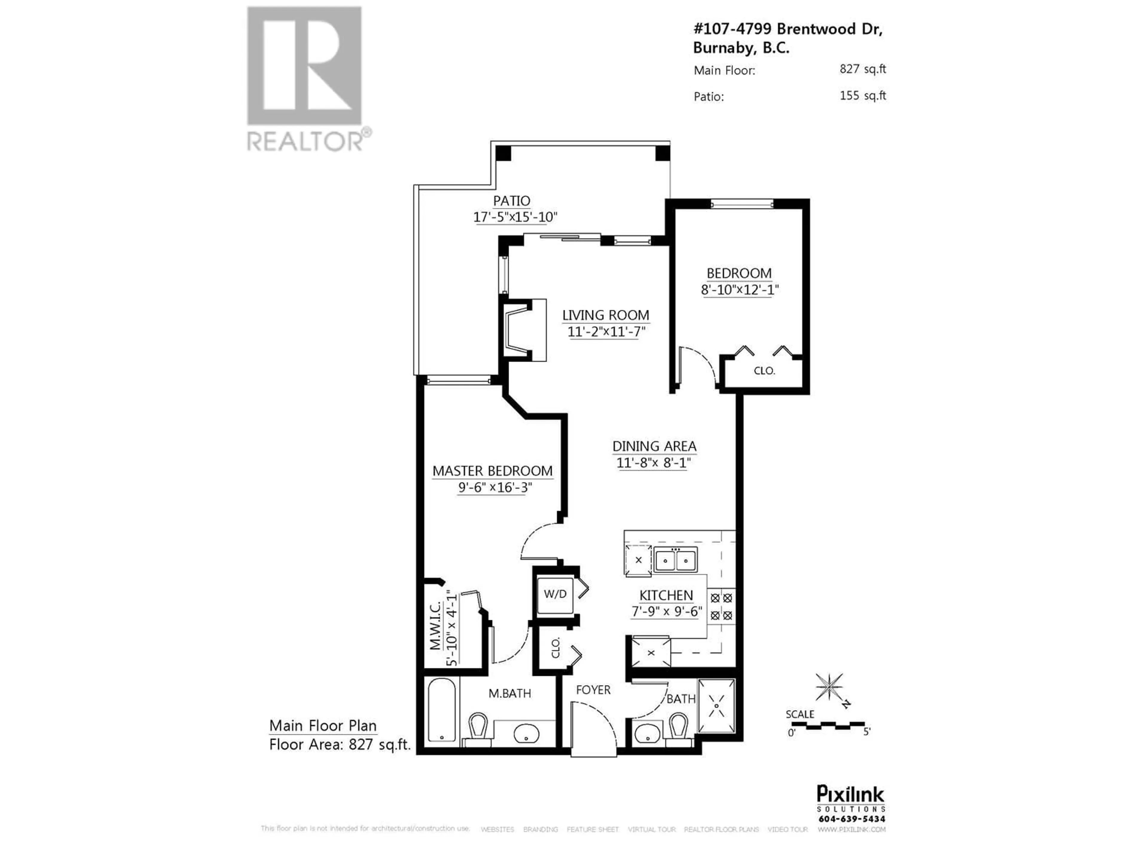 Floor plan for 107 - 4799 BRENTWOOD DRIVE, Burnaby British Columbia V5C0C4