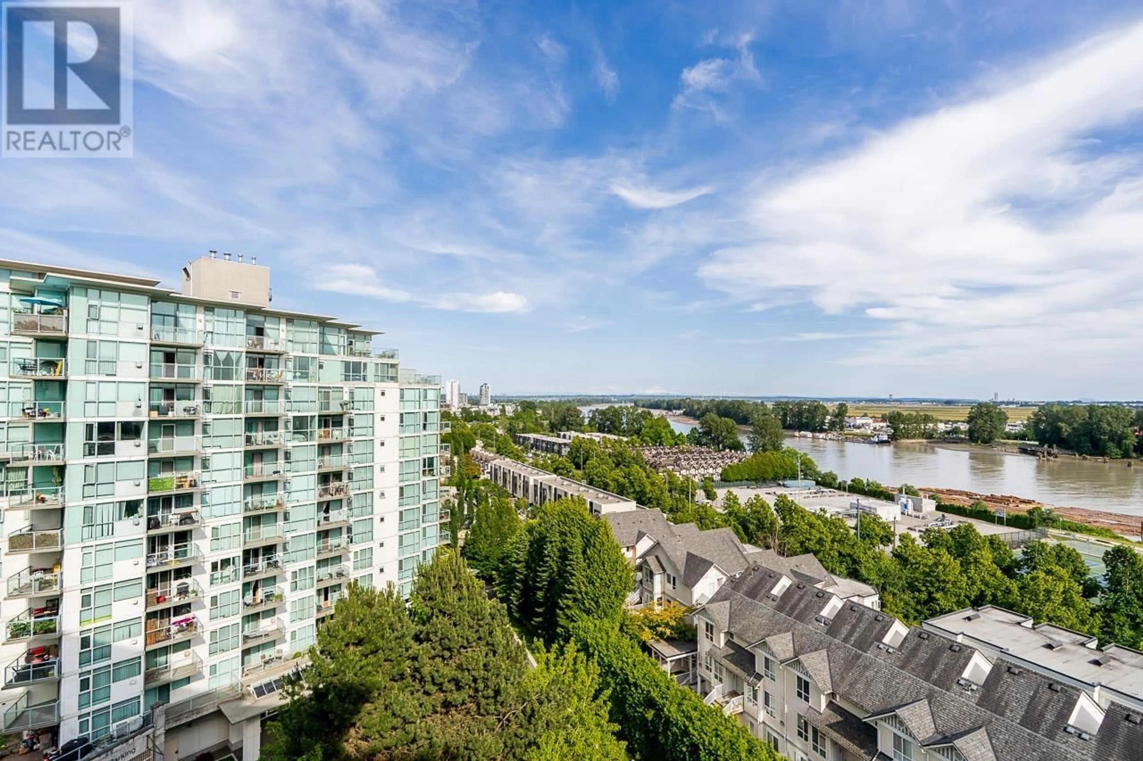 A pic from outside/outdoor area/front of a property/back of a property/a pic from drone, city buildings view from balcony for 1105 - 2733 CHANDLERY PLACE, Vancouver British Columbia V5S4V3