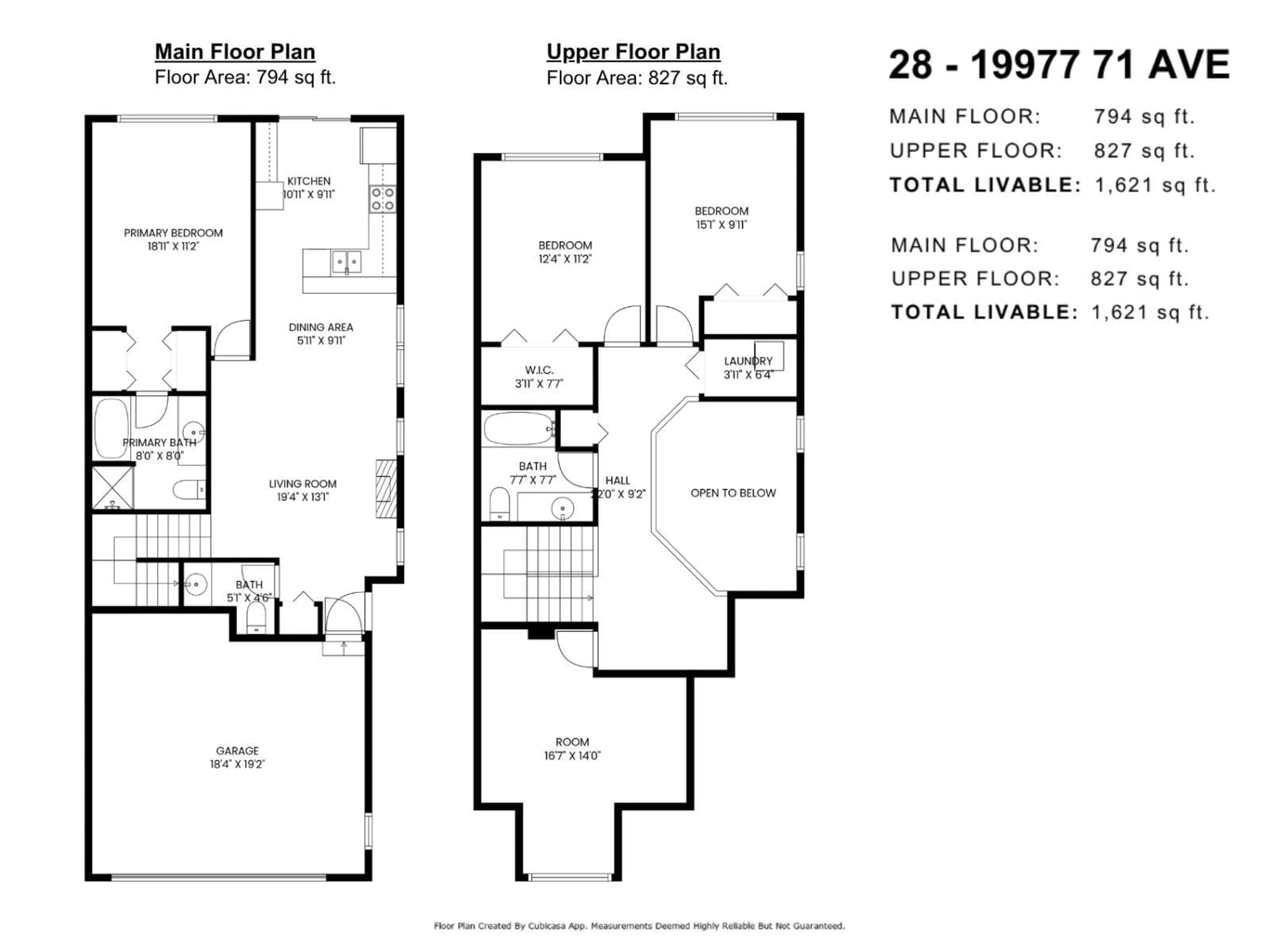Floor plan for 28 - 19977 71, Langley British Columbia V2Y0E1