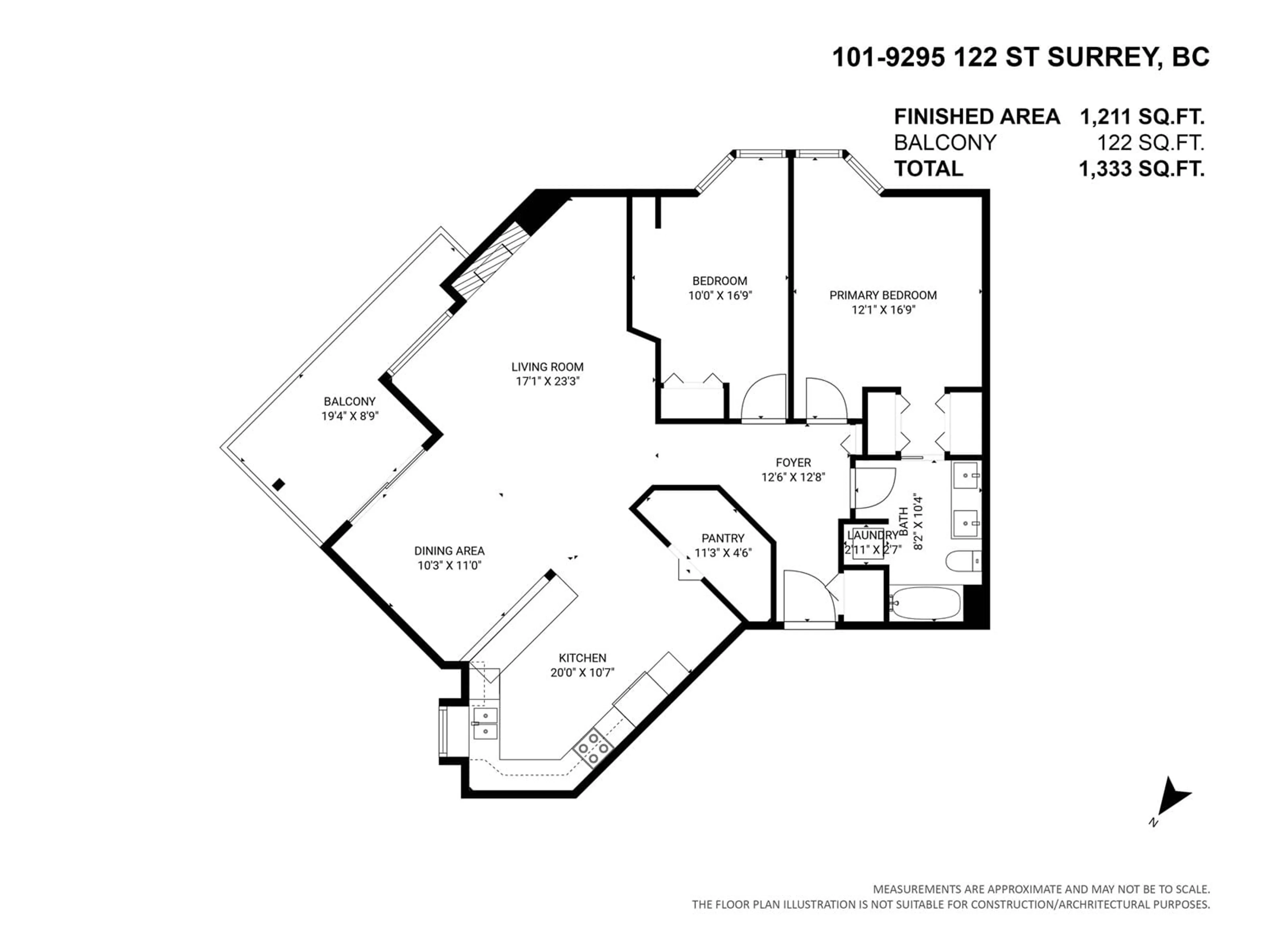 Floor plan for 101 - 9295 122, Surrey British Columbia V3V4L4