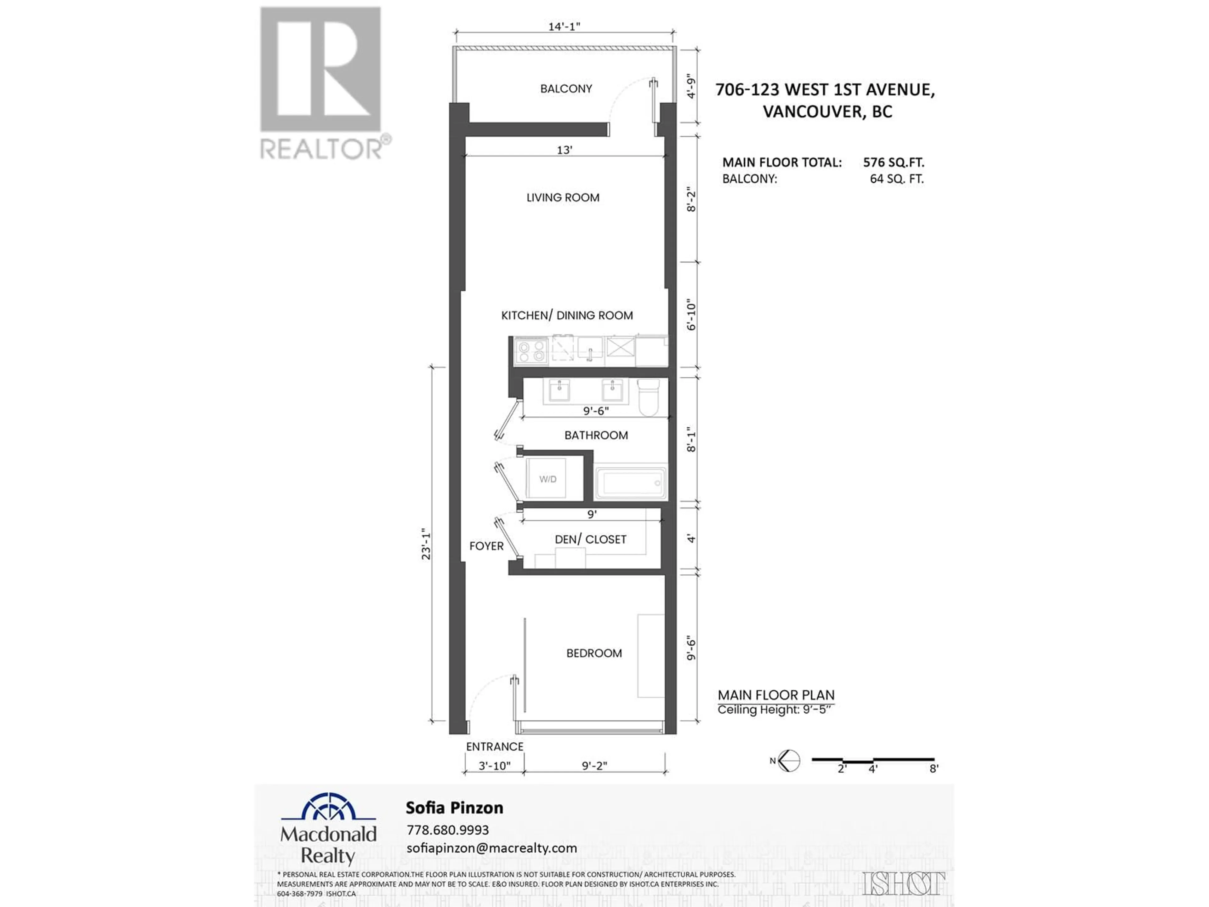 Floor plan for 706 - 123 1ST AVENUE, Vancouver British Columbia V5Y0E2