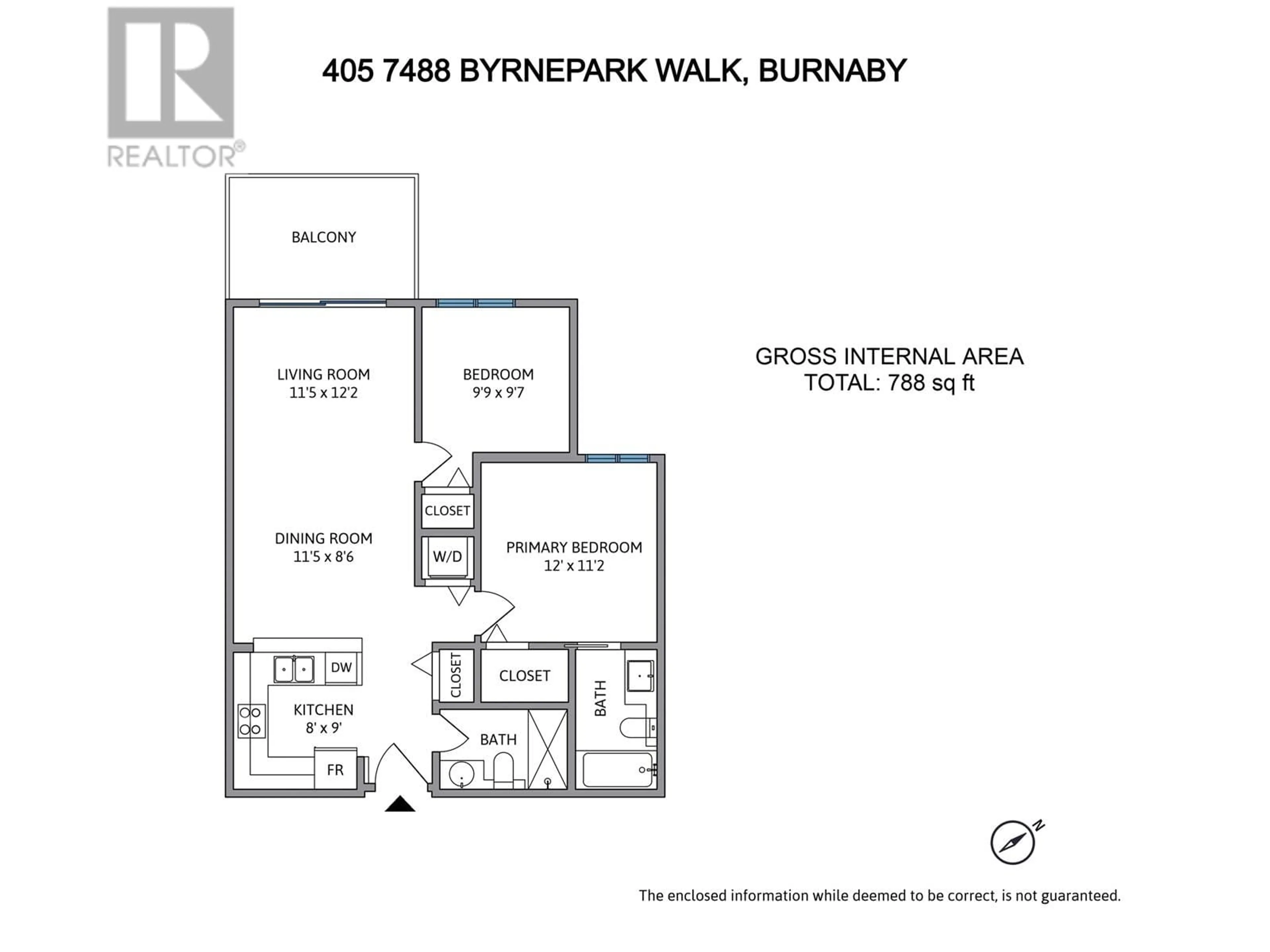 Floor plan for 405 - 7488 BYRNEPARK WALK, Burnaby British Columbia V3N0B6