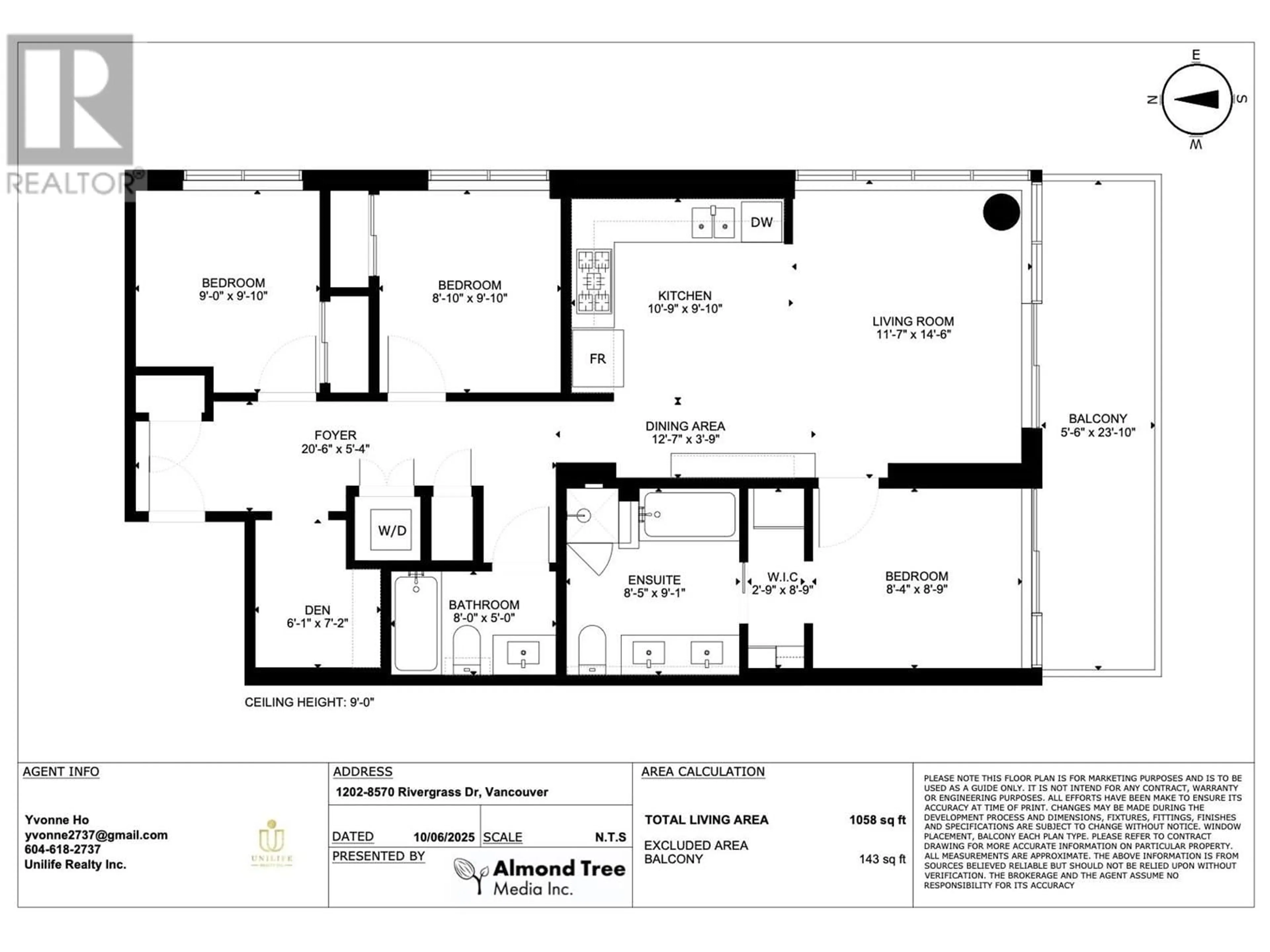 Floor plan for 1202 - 8570 RIVERGRASS DRIVE, Vancouver British Columbia V5S0H4