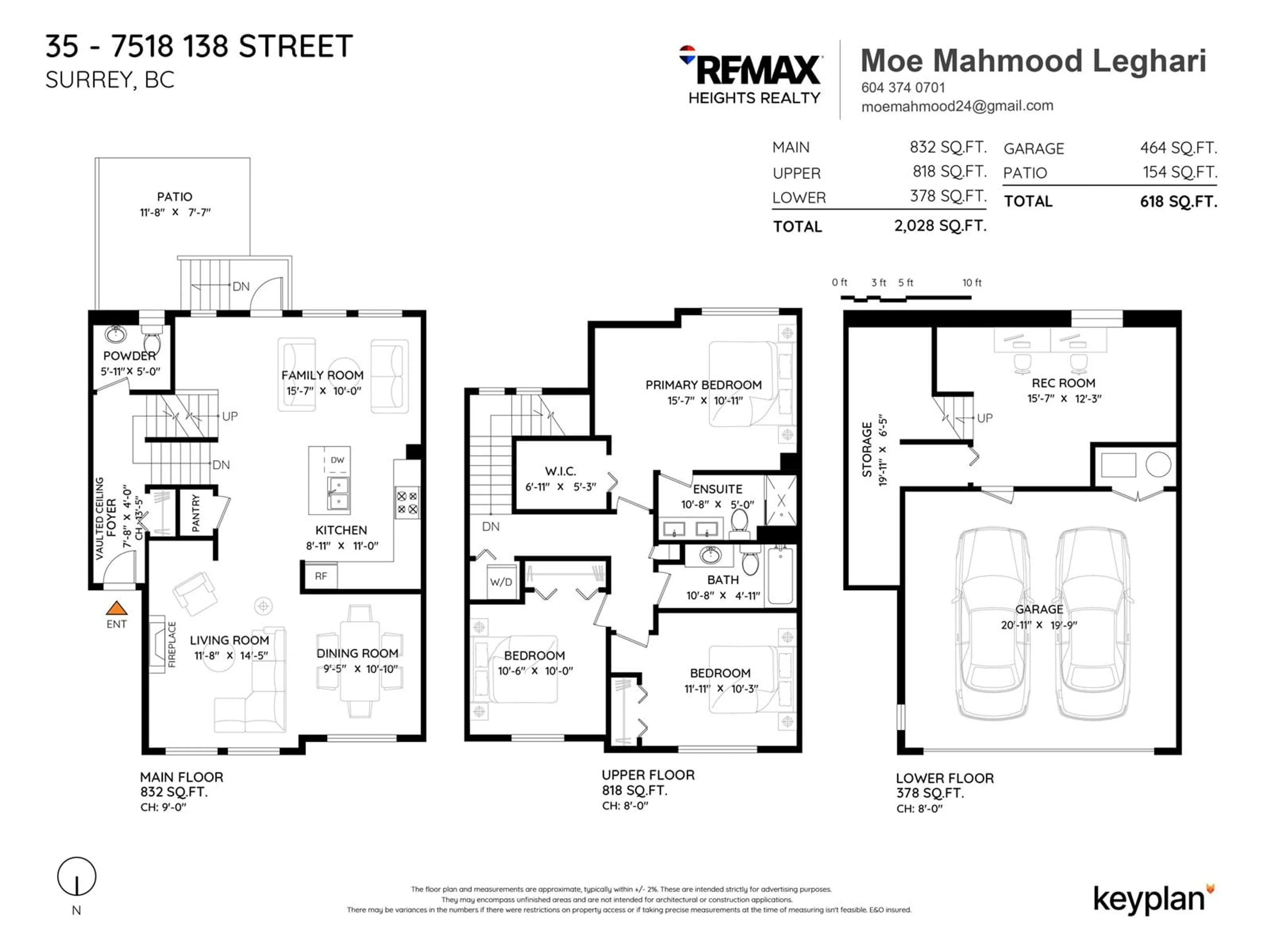 Floor plan for 35 - 7518 138, Surrey British Columbia V3W1S1