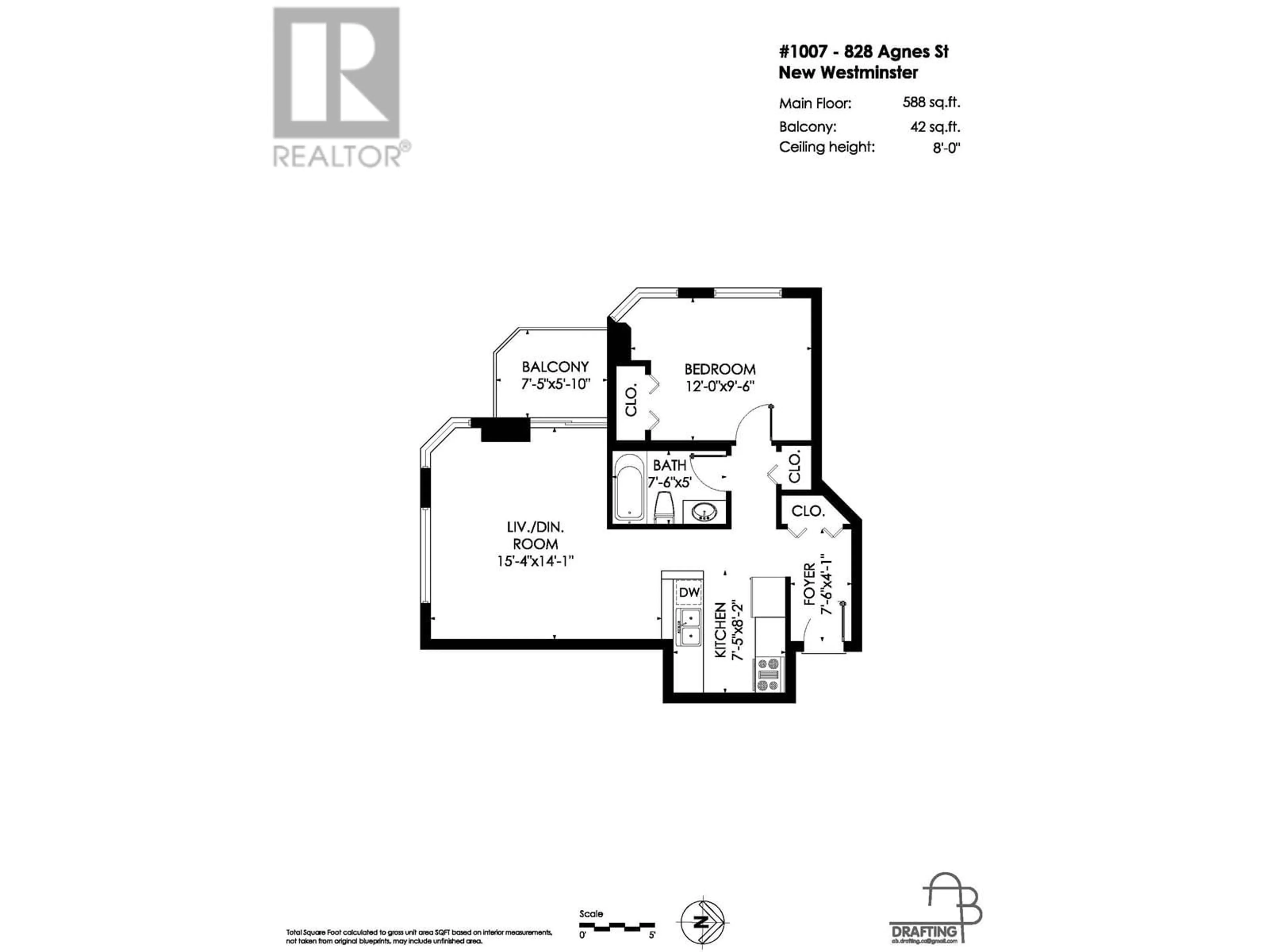 Floor plan for 1007 - 828 AGNES STREET, New Westminster British Columbia V3M6R4