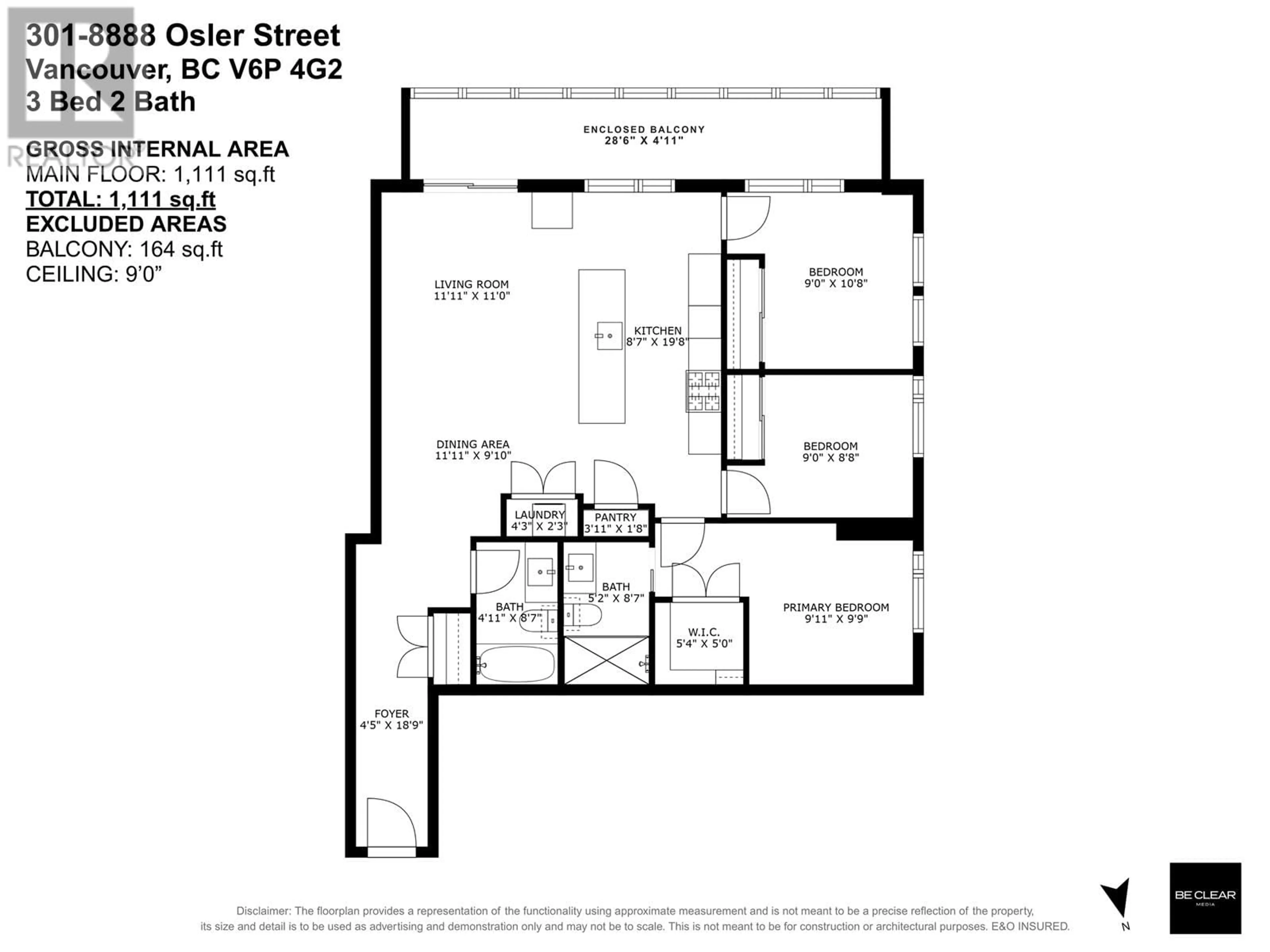 Floor plan for 301 - 8888 OSLER STREET, Vancouver British Columbia V6P4G2