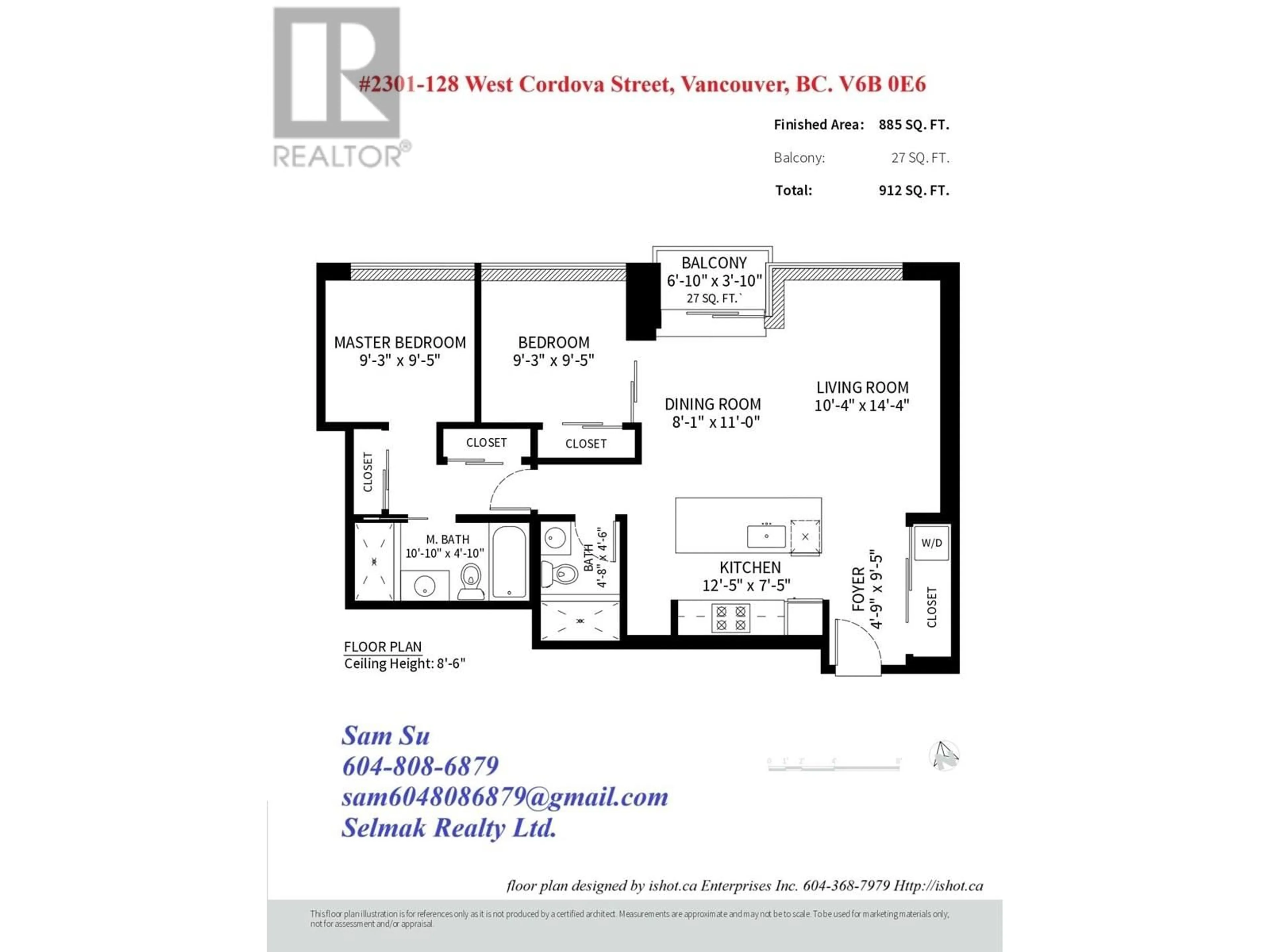 Floor plan for 2301 - 128 CORDOVA STREET, Vancouver British Columbia V6B0E6