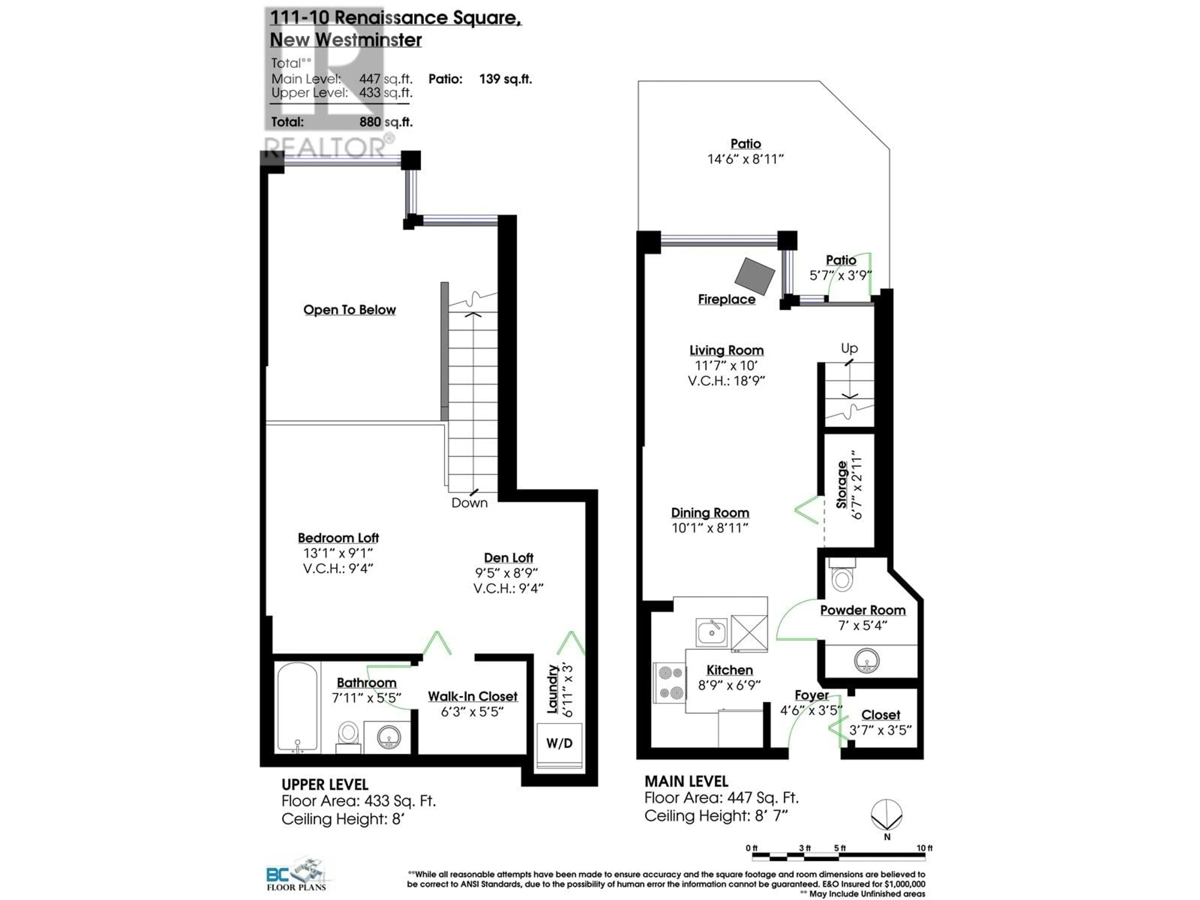 Floor plan for 111 - 10 RENAISSANCE SQUARE, New Westminster British Columbia V3M7B1