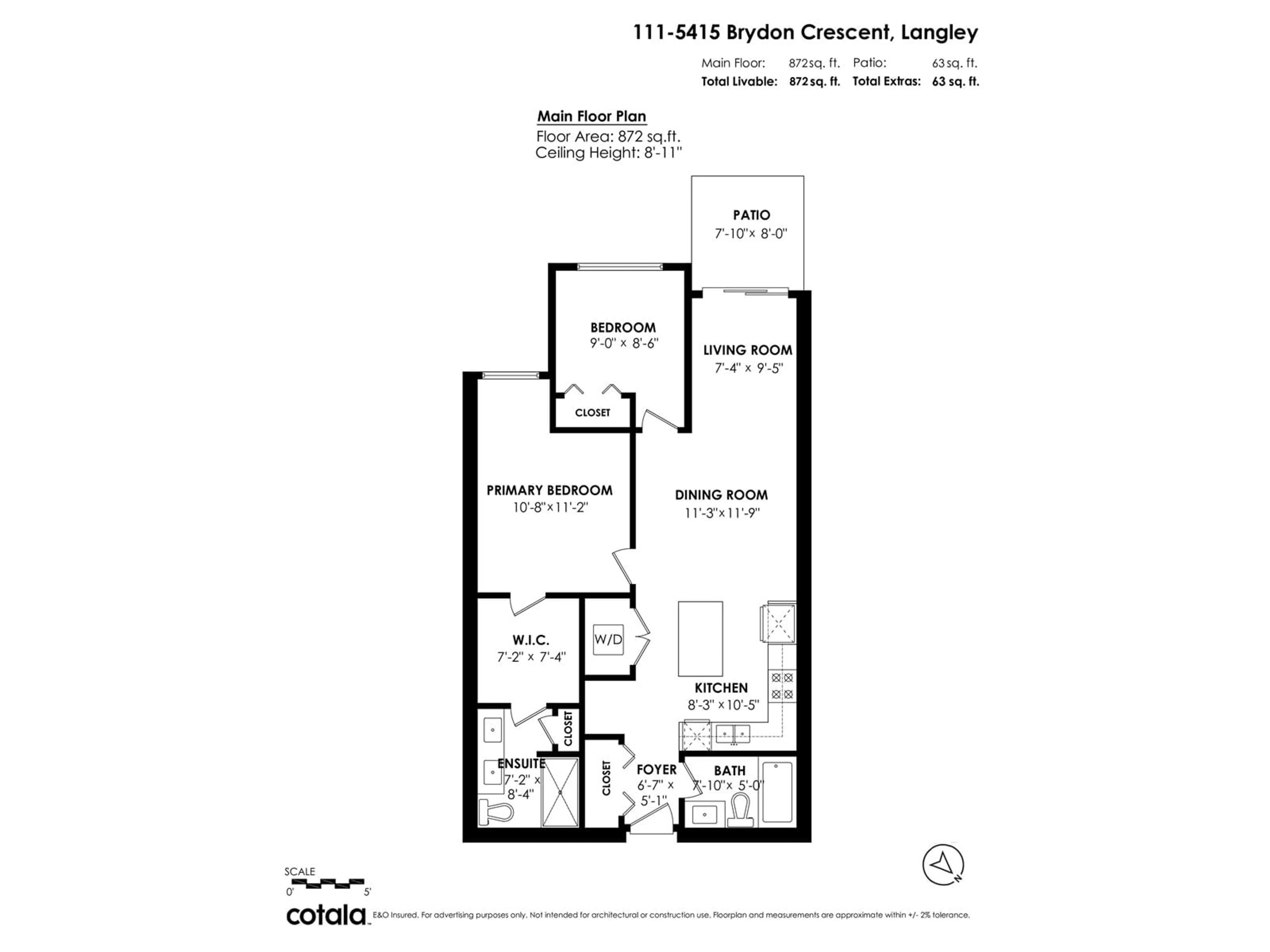 Floor plan for 111 - 5415 BRYDON, Langley British Columbia V3A0N4