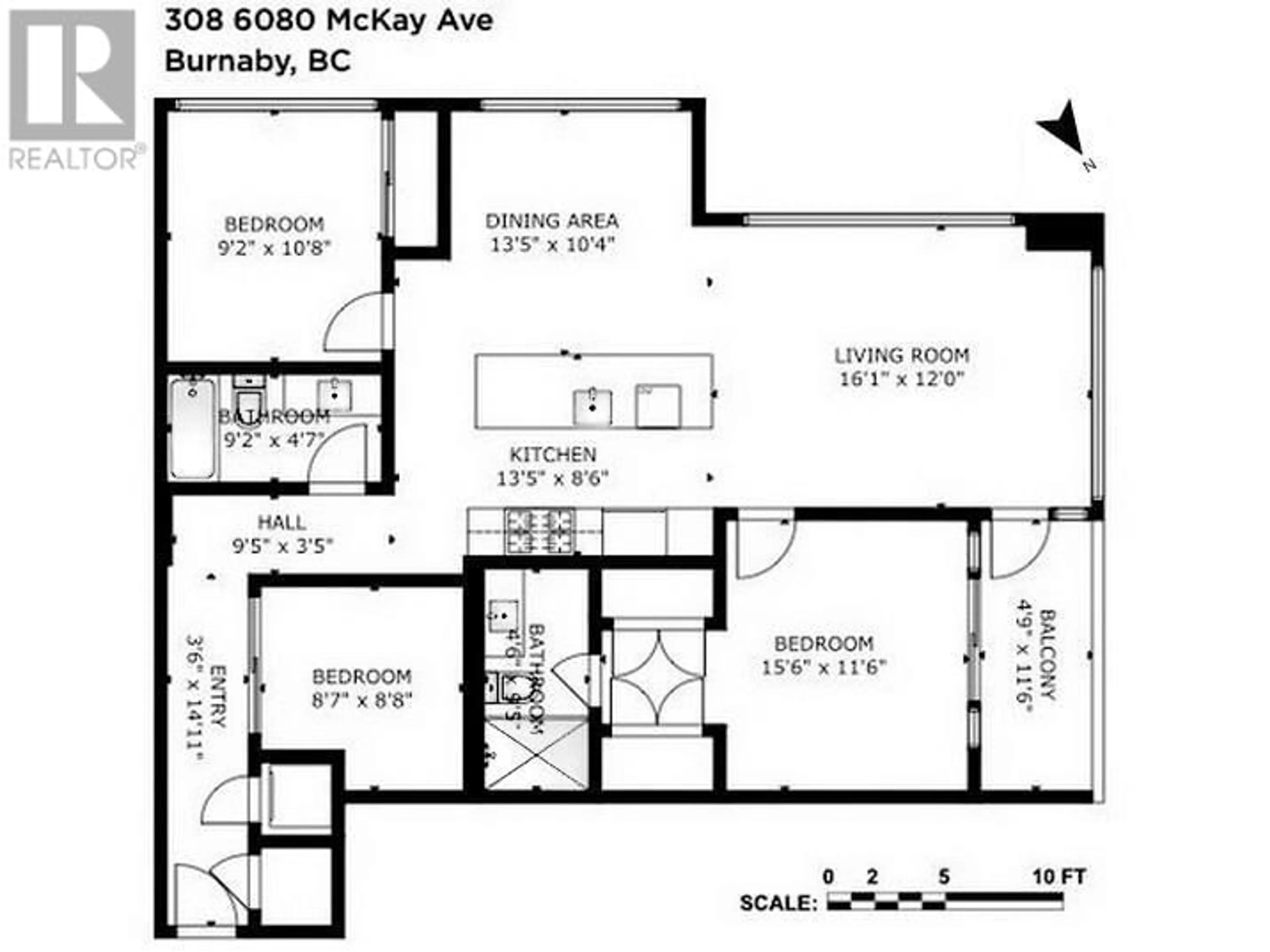 Floor plan for 308 - 6080 MCKAY AVENUE, Burnaby British Columbia V5H0J4