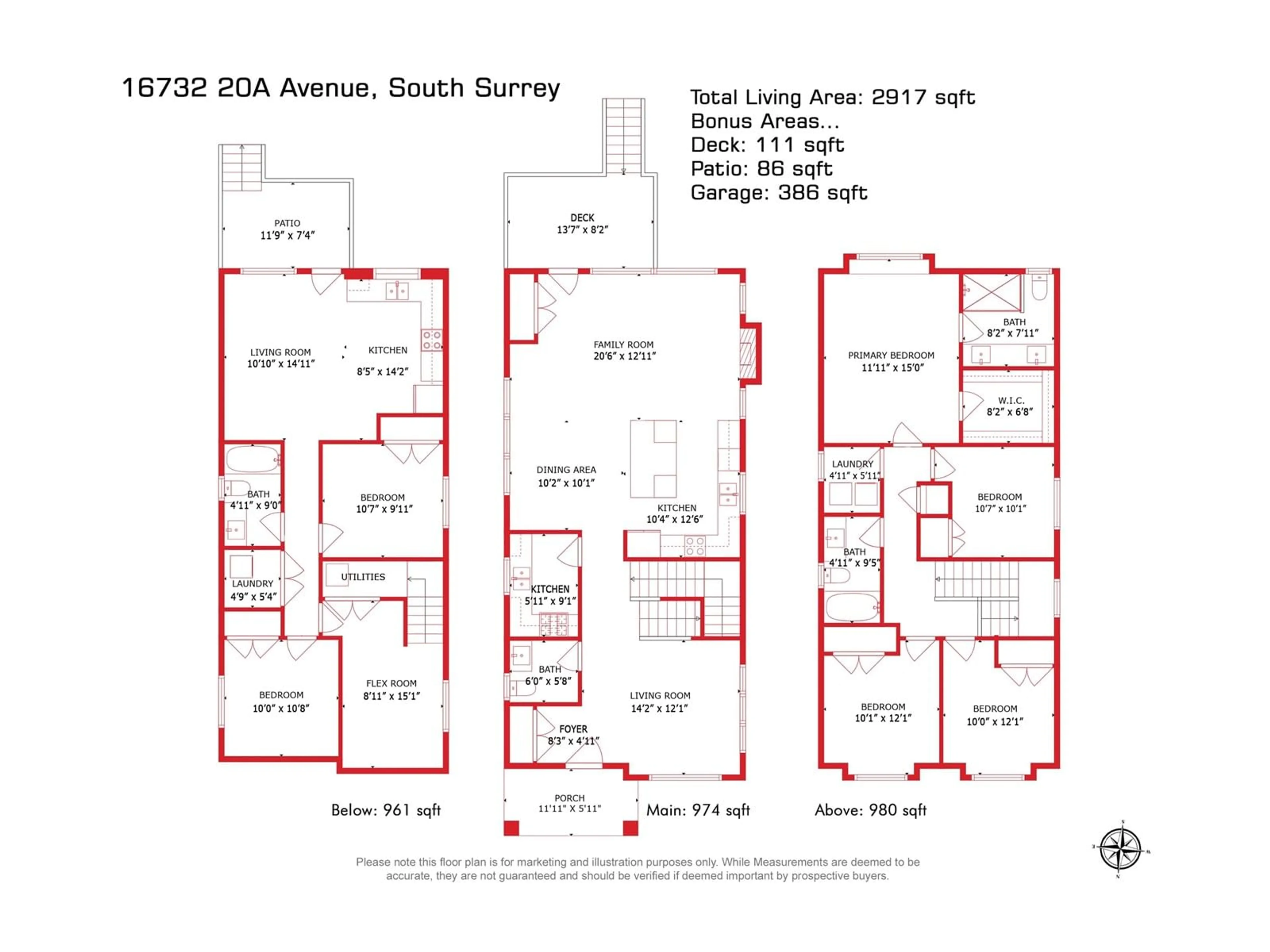 Floor plan for 16732 20A, Surrey British Columbia V3Z1J4