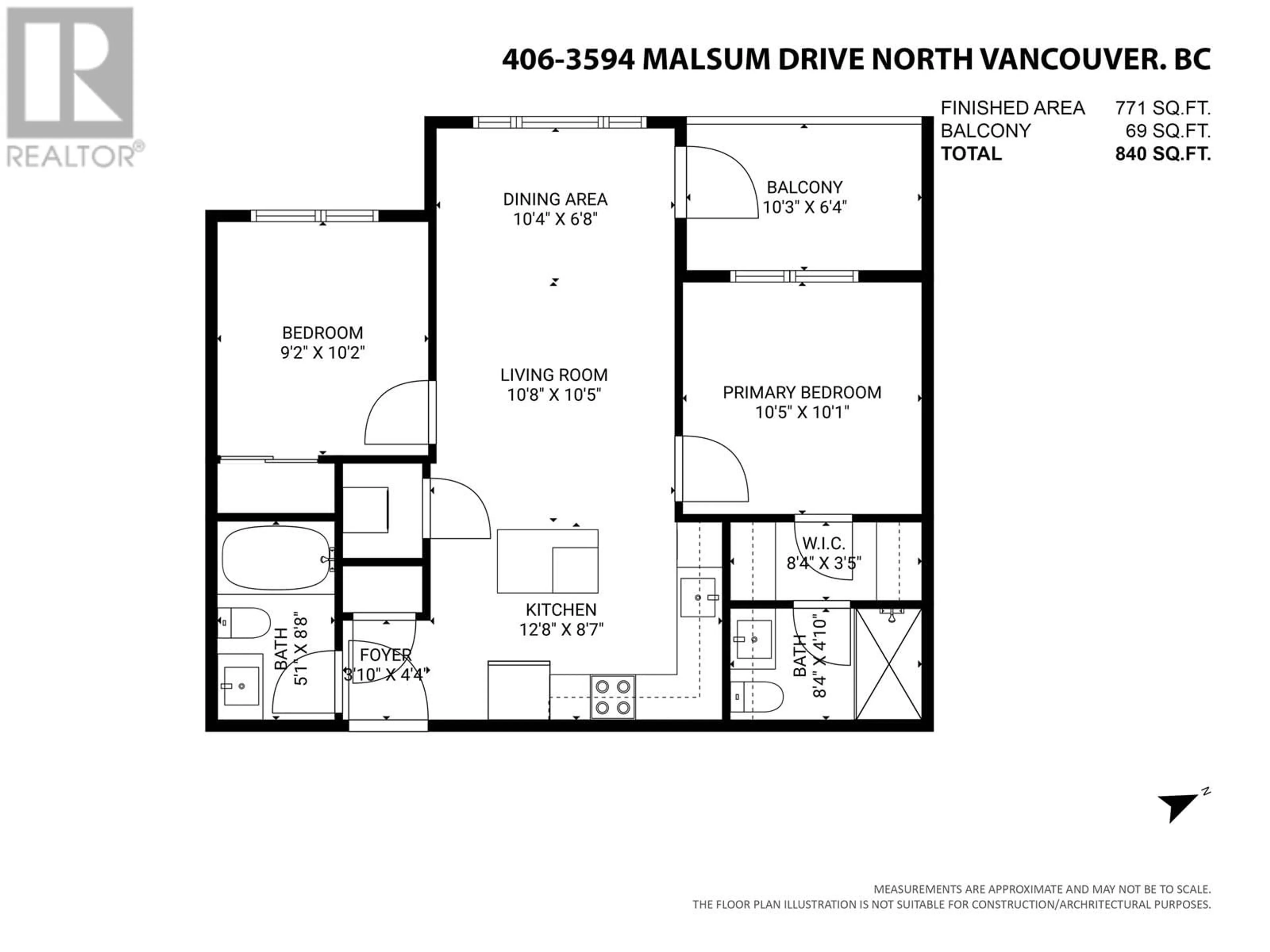 Floor plan for 406 - 3594 MALSUM DRIVE, North Vancouver British Columbia V7G0B4