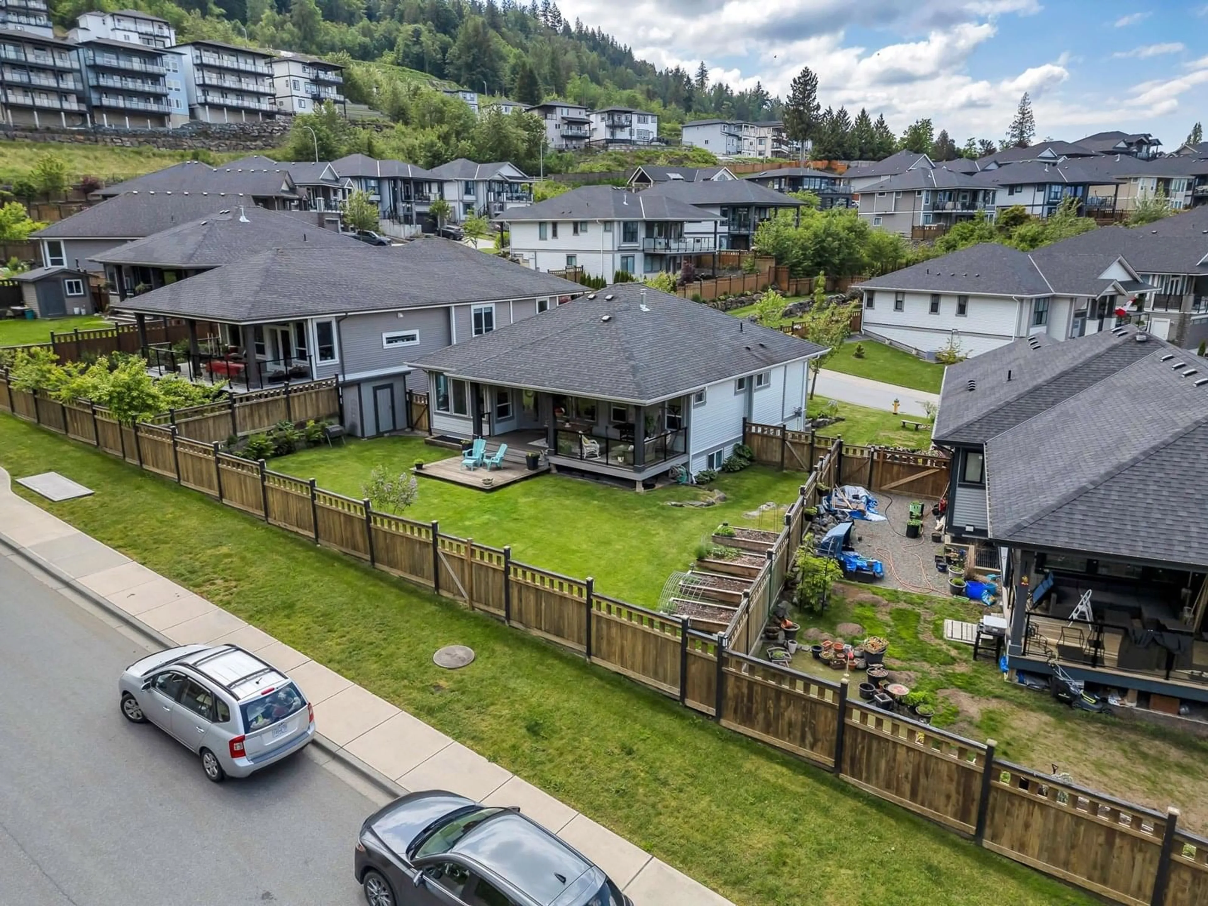 A pic from outside/outdoor area/front of a property/back of a property/a pic from drone, mountain view for 5 - 8295 NIXON ROAD, Chilliwack British Columbia V4Z0C8