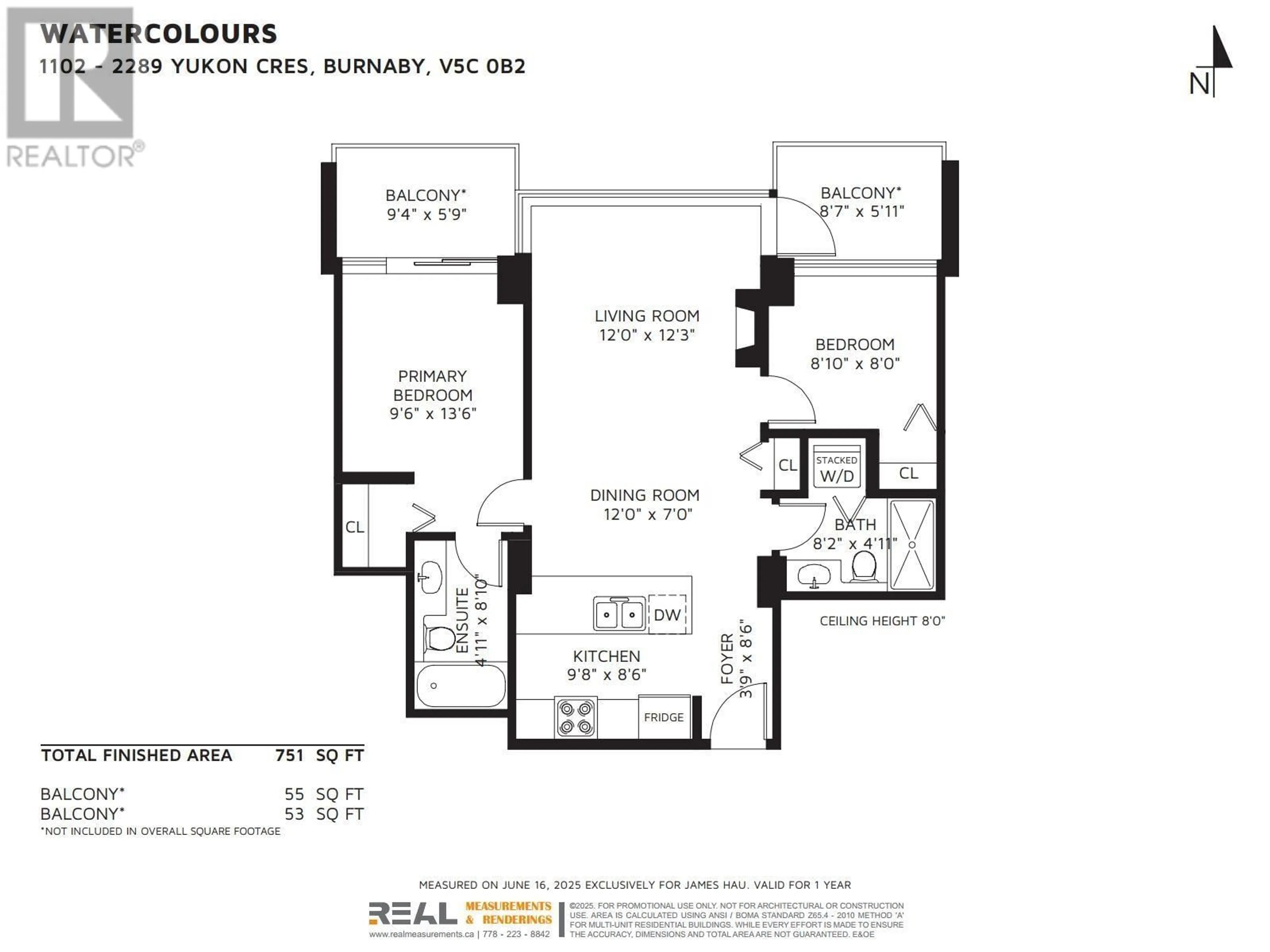 Floor plan for 1102 - 2289 YUKON CRESCENT, Burnaby British Columbia V5C0B2
