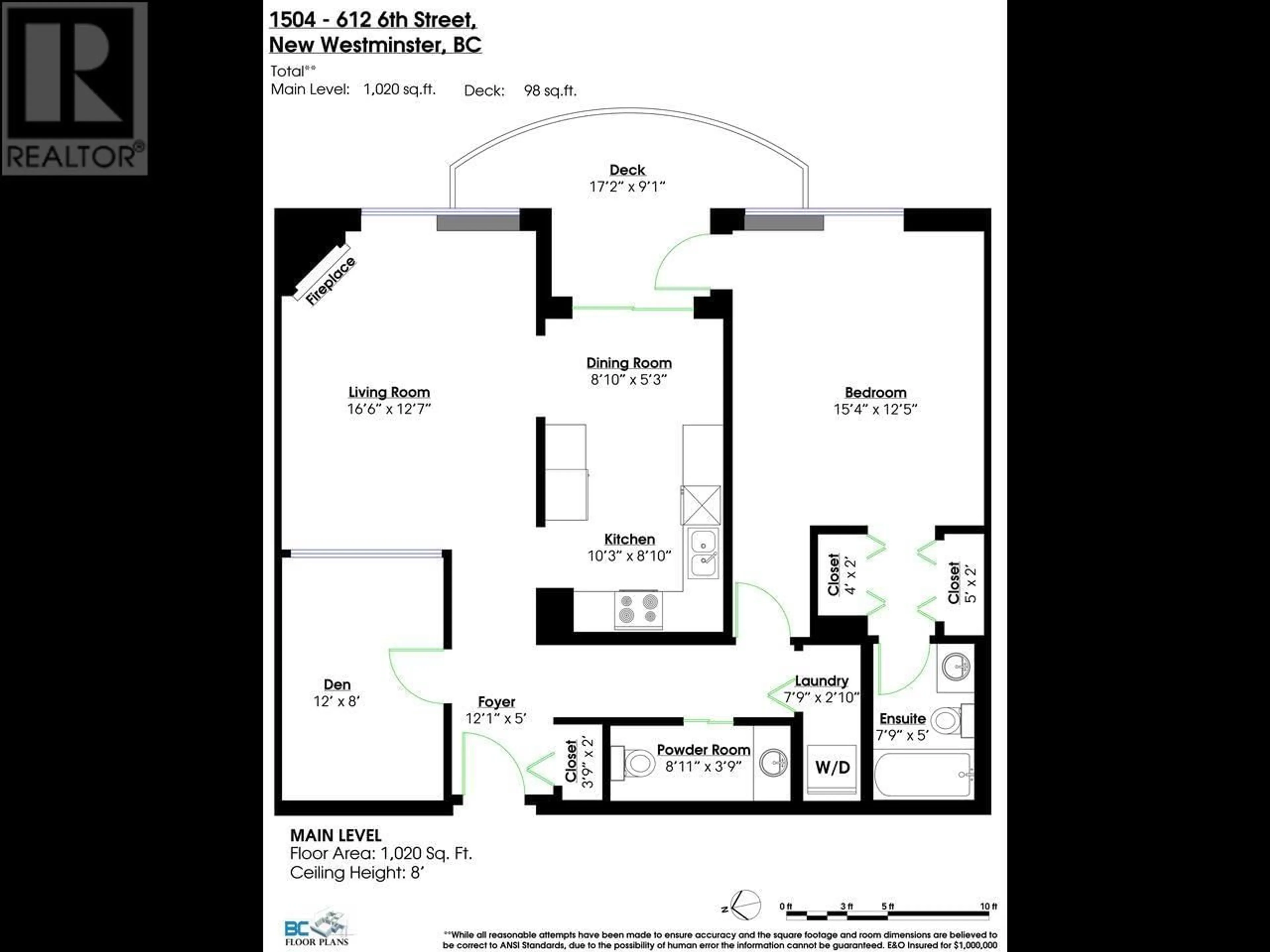 Floor plan for 1504 - 612 SIXTH STREET, New Westminster British Columbia V3L5V2