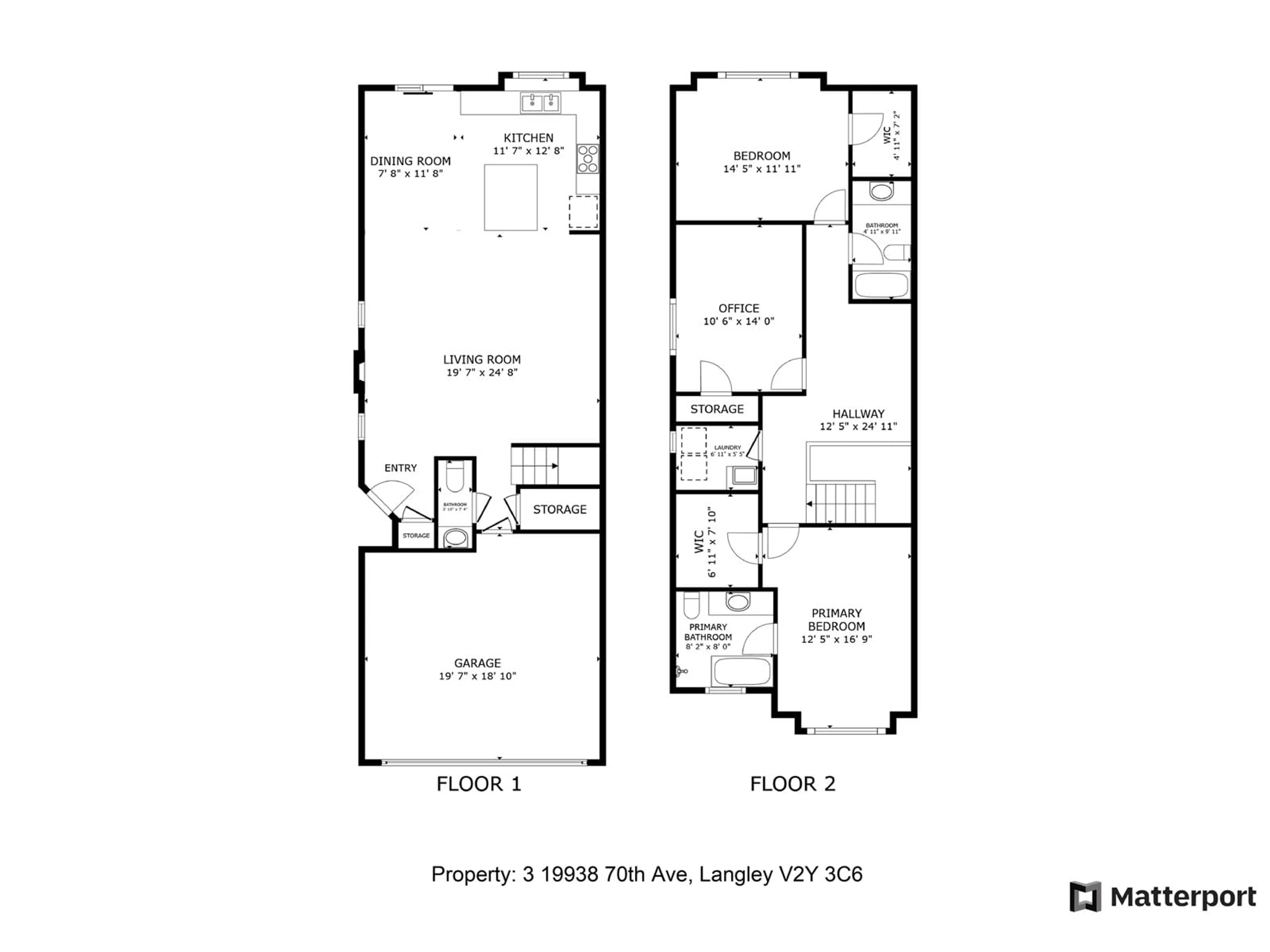 Floor plan for 3 - 19938 70TH, Langley British Columbia V2Y3C6