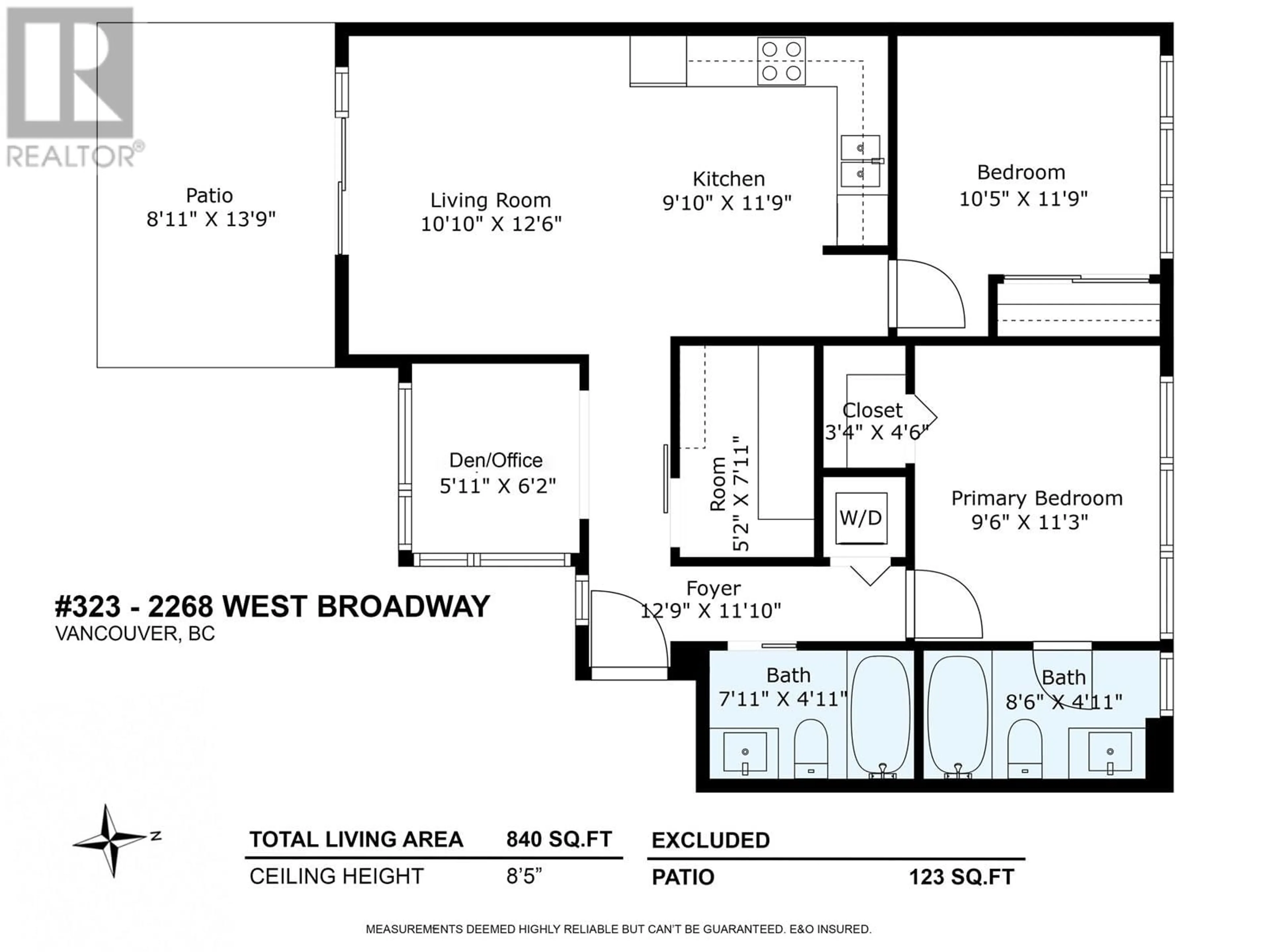 Floor plan for 323 - 2268 BROADWAY STREET, Vancouver British Columbia V6K0B2