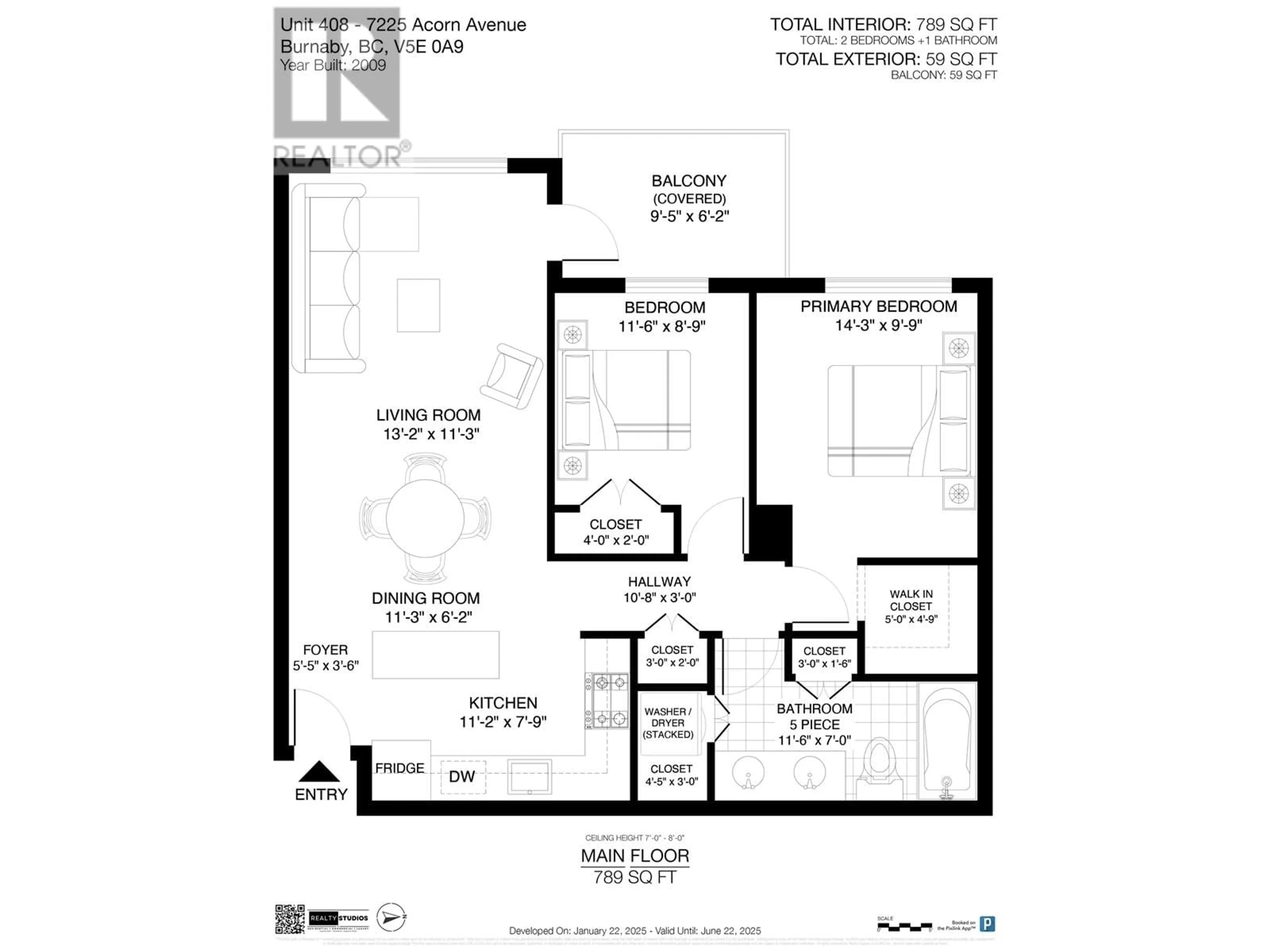 Floor plan for 408 - 7225 ACORN AVENUE, Burnaby British Columbia V5E0A9