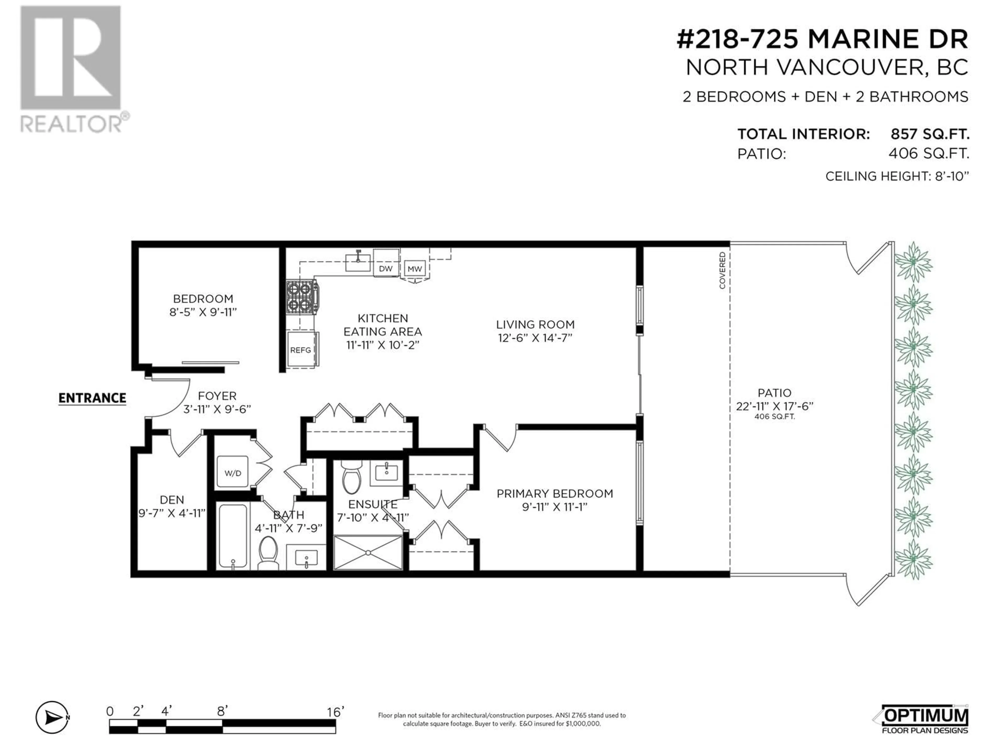 Floor plan for 218 - 725 MARINE DRIVE, North Vancouver British Columbia V7M0G2