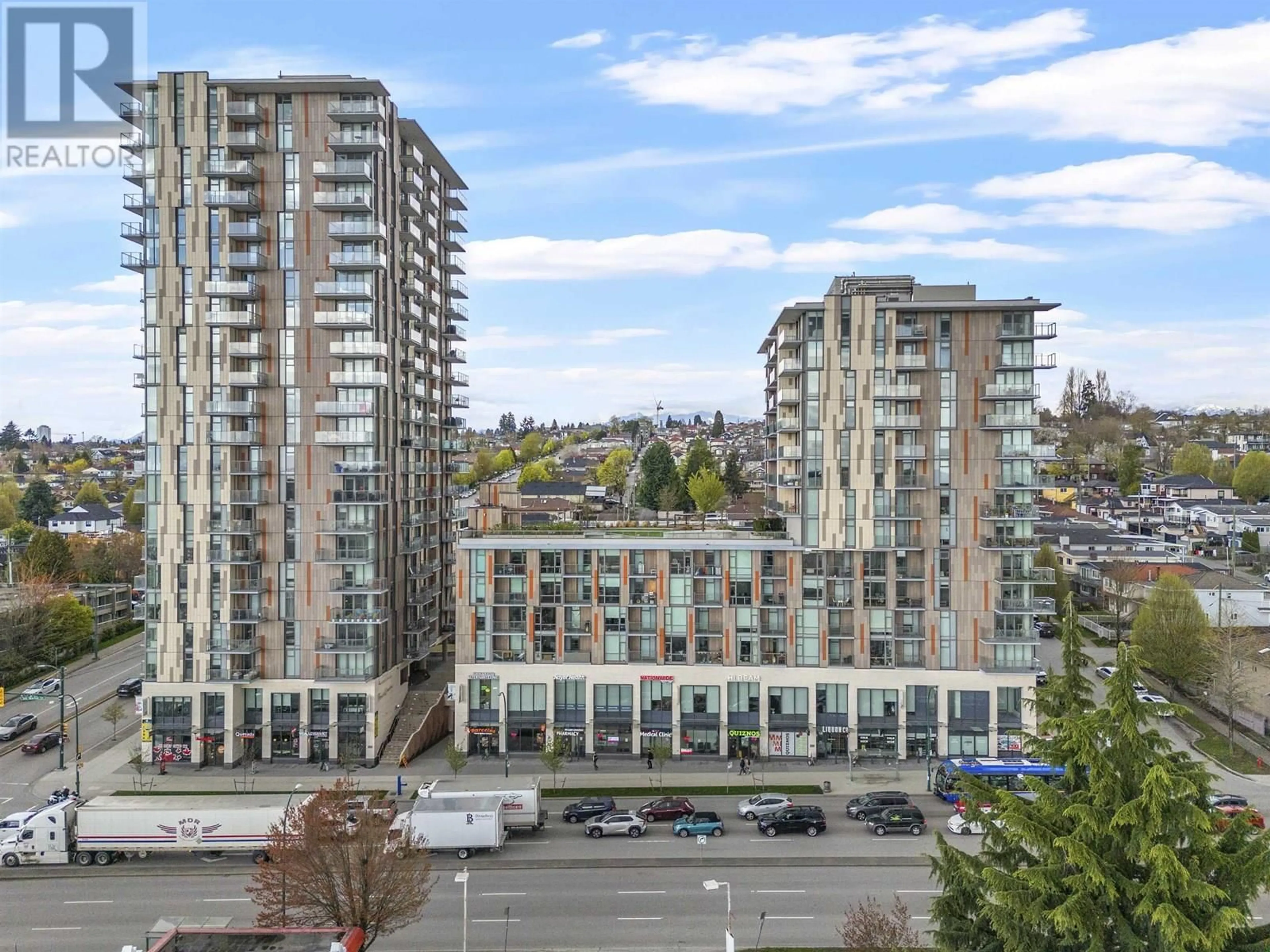 A pic from outside/outdoor area/front of a property/back of a property/a pic from drone, city buildings view from balcony for 807 - 8181 CHESTER STREET, Vancouver British Columbia V5X0J9