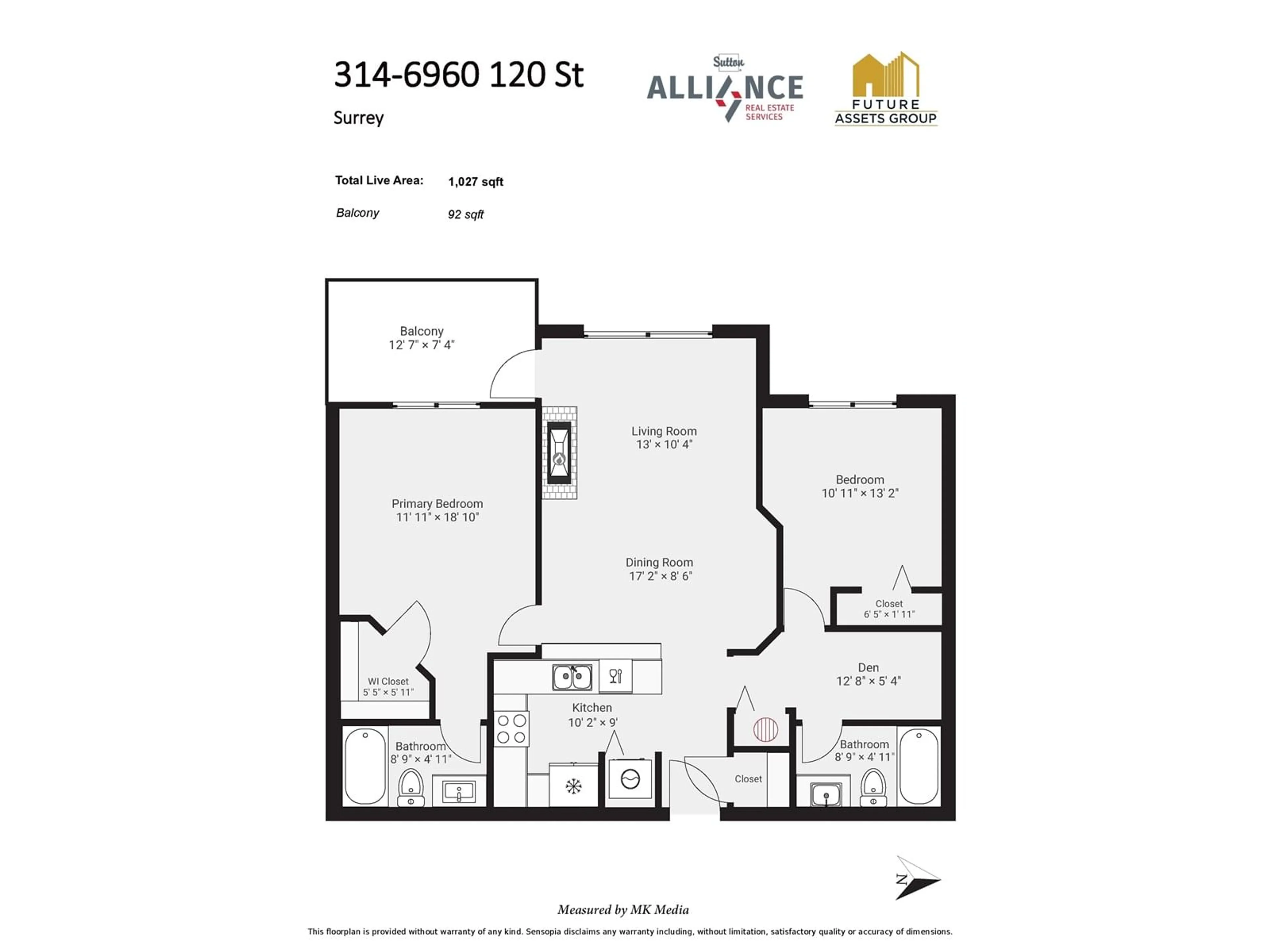 Floor plan for 314 - 6960 120, Surrey British Columbia V3W1V4