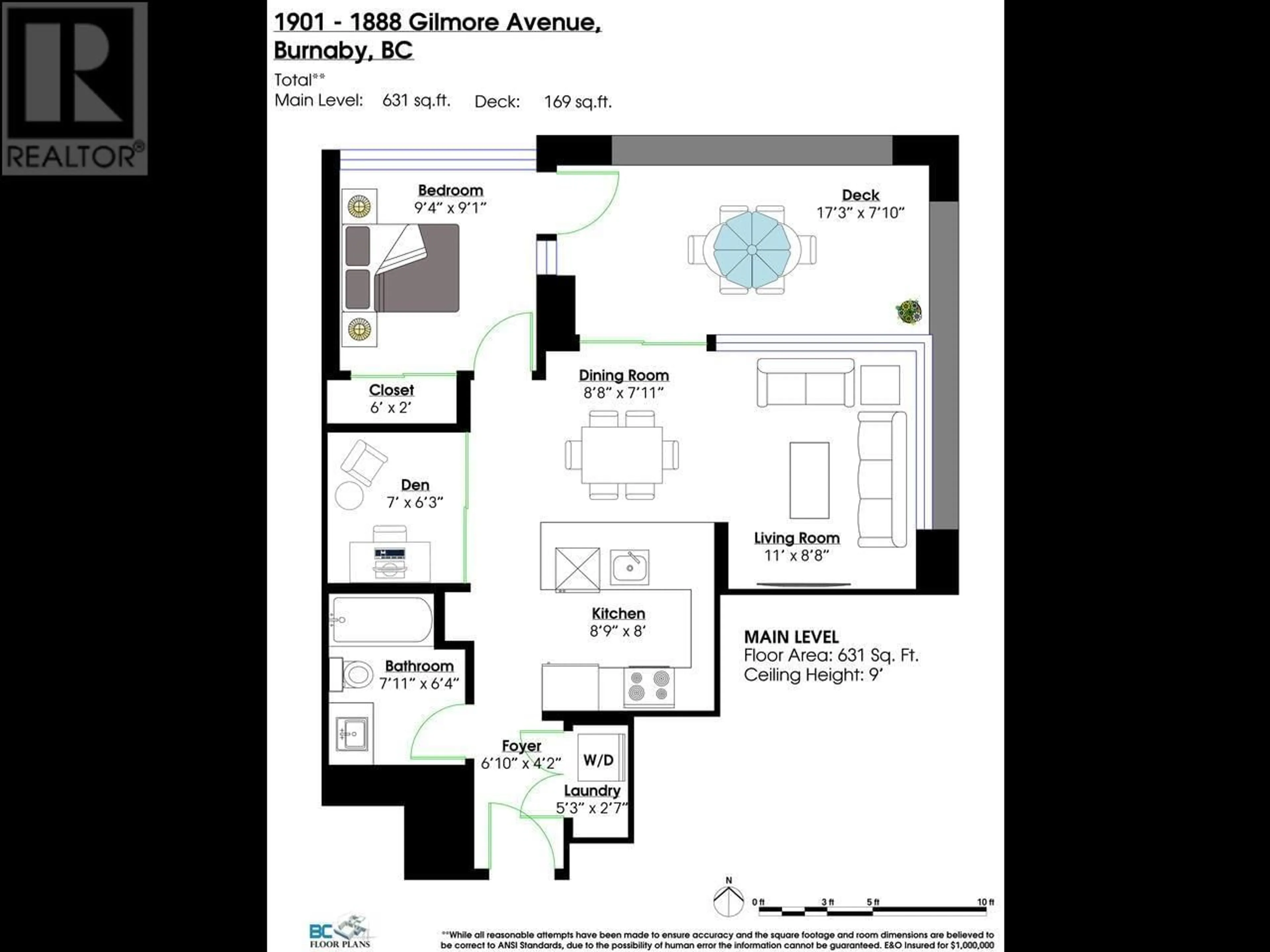 Floor plan for 1901 - 1888 GILMORE AVENUE, Burnaby British Columbia V5C0L2